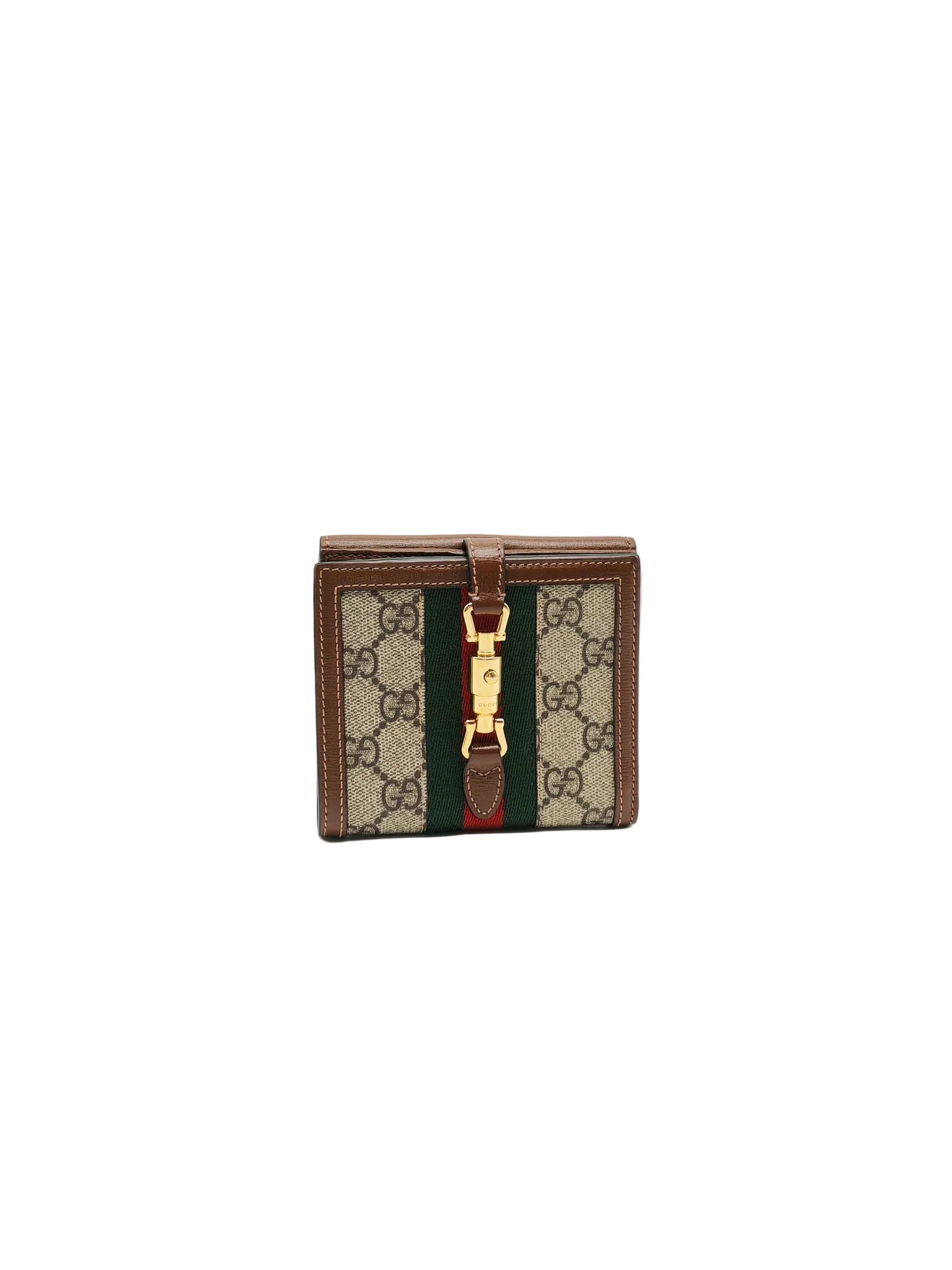 Gucci Jackie 1961 Card Case Bifold Wallet in GG Supreme Canvas and Leather Trim | Purse Maison Luxury Bags Shop