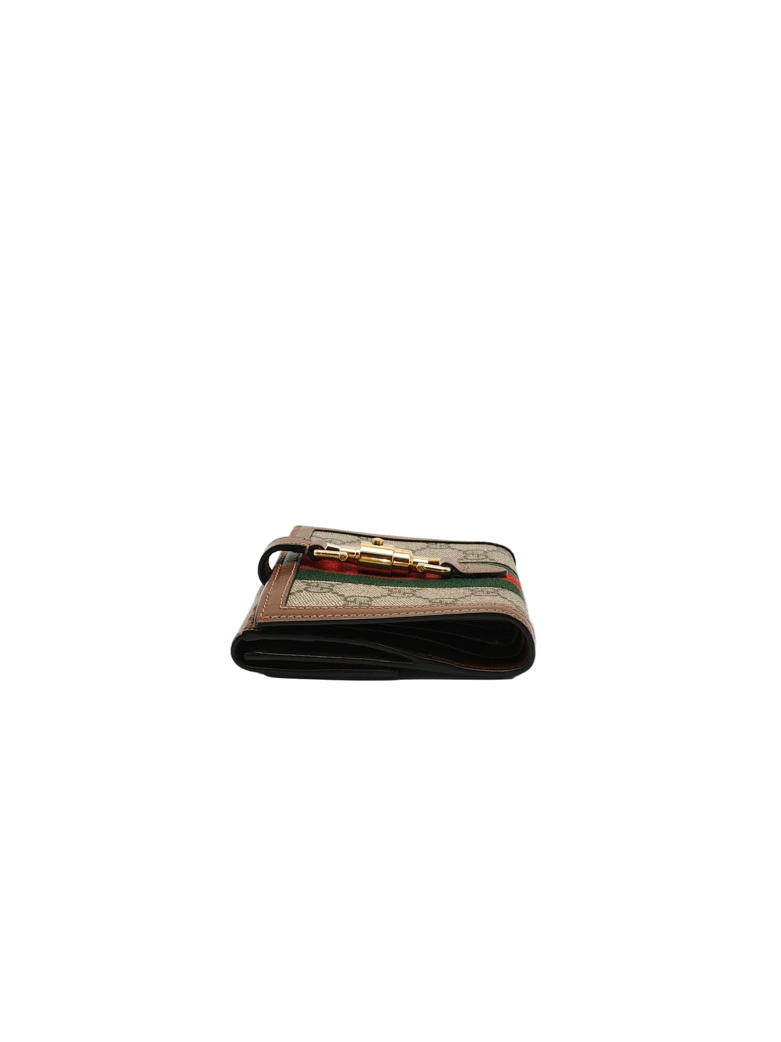 Gucci Jackie 1961 Card Case Bifold Wallet in GG Supreme Canvas and Leather Trim | Purse Maison Luxury Bags Shop