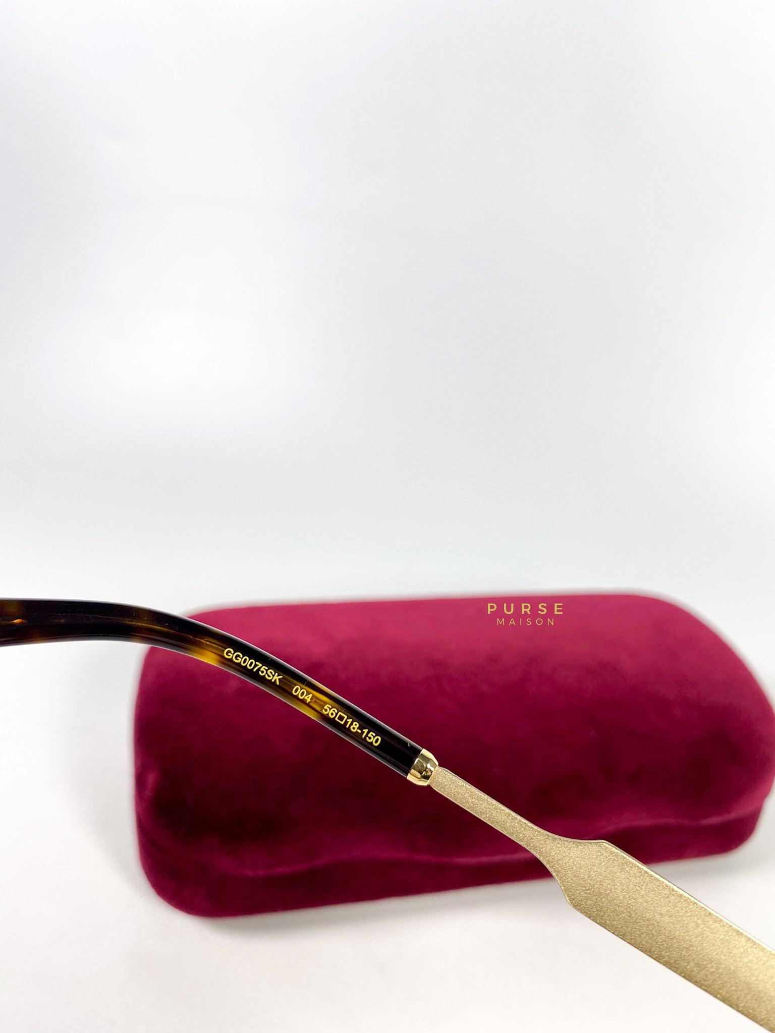 Gucci Light Gold Metal Maroon Frame Round Sunglasses