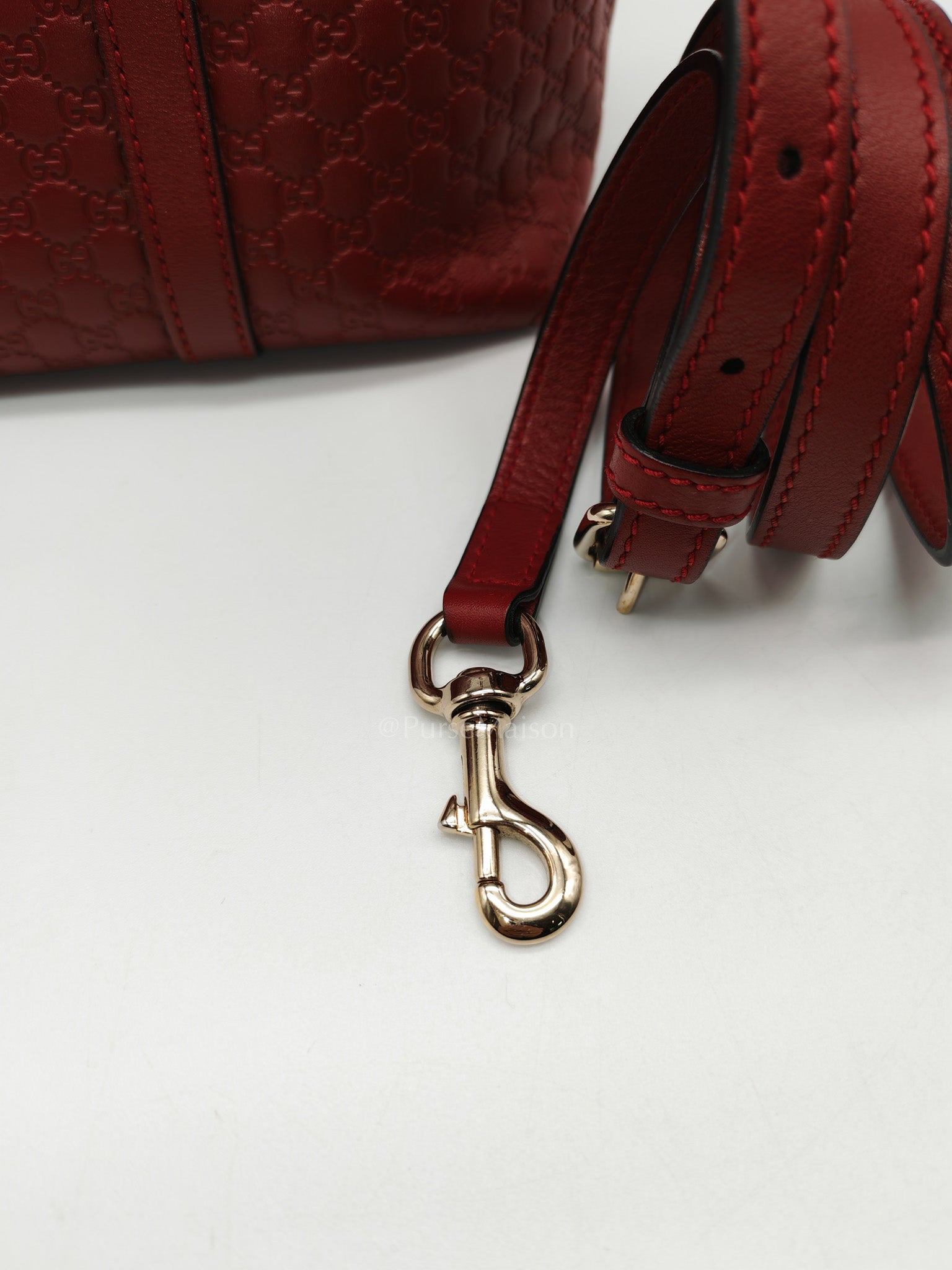 Gucci Margaux Tote Bag in Burgundy Microguccima Leather and Light Gold Hardware | Purse Maison Luxury Bags Shop