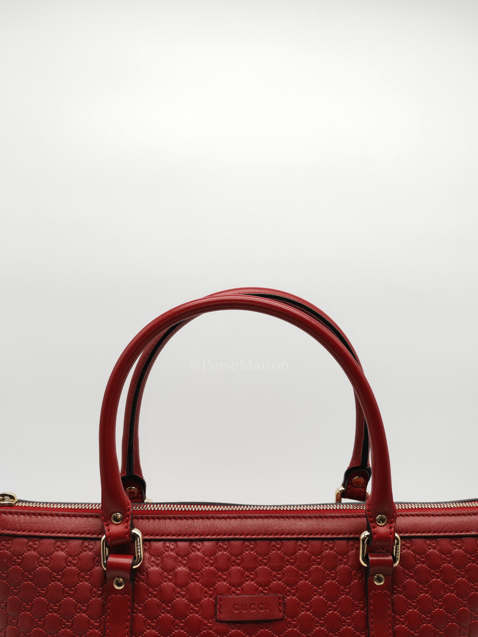 Gucci Margaux Tote Bag in Burgundy Microguccima Leather and Light Gold Hardware | Purse Maison Luxury Bags Shop