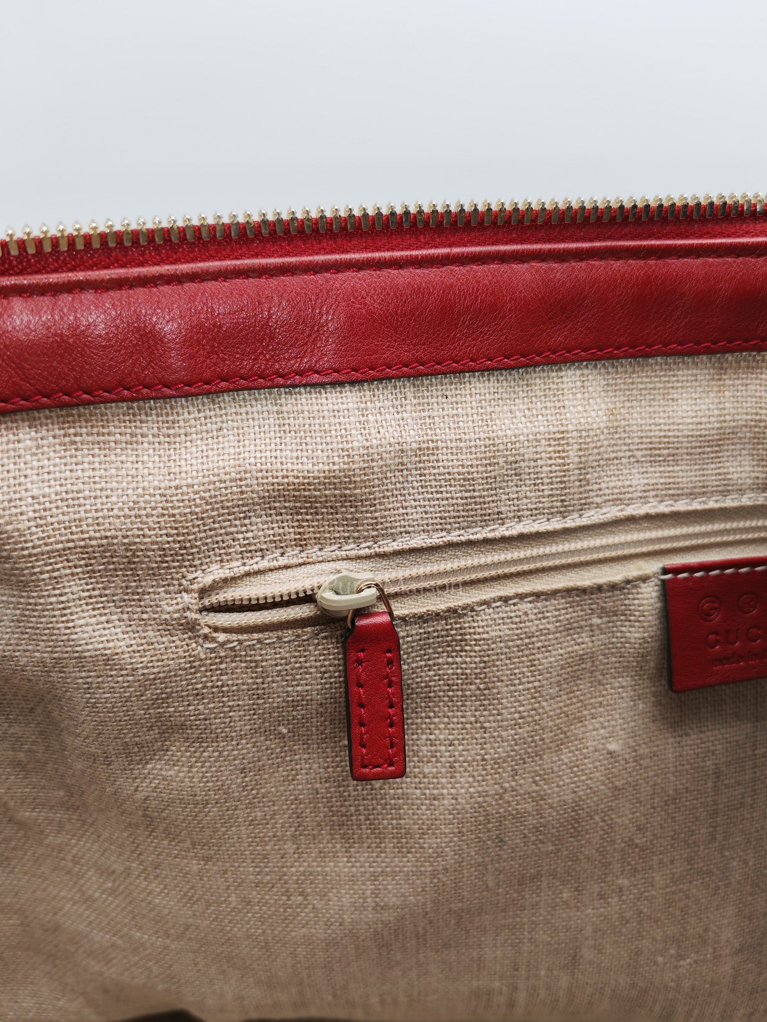 Gucci Margaux Tote Bag in Burgundy Microguccima Leather and Light Gold Hardware | Purse Maison Luxury Bags Shop