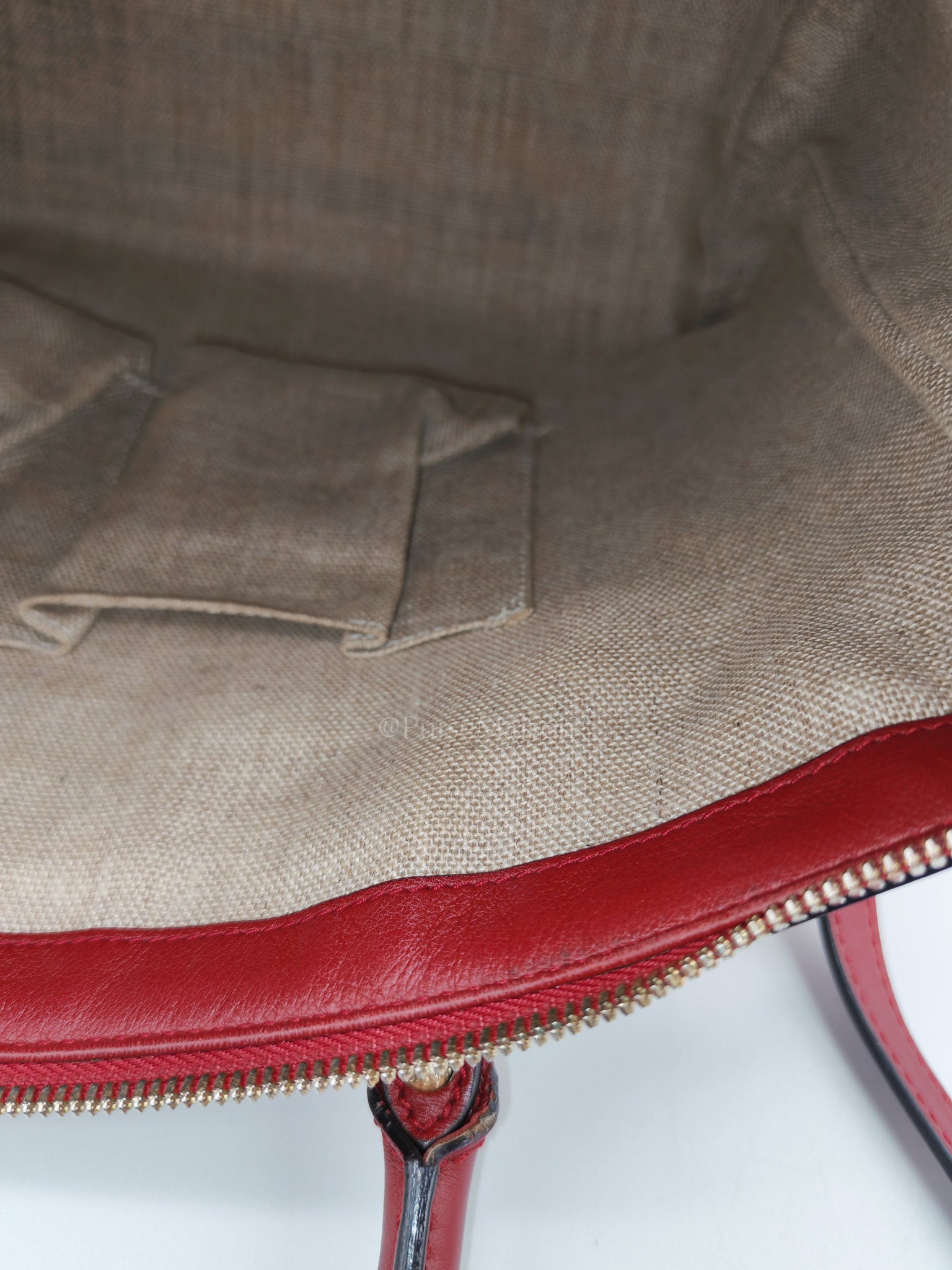 Gucci Margaux Tote Bag in Burgundy Microguccima Leather and Light Gold Hardware | Purse Maison Luxury Bags Shop