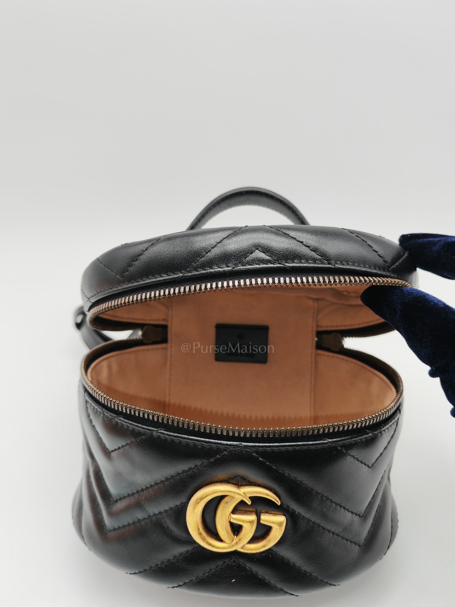 Gucci Marmont Black Vanity Matelasse Leather Backpack | Purse Maison Luxury Bags Shop