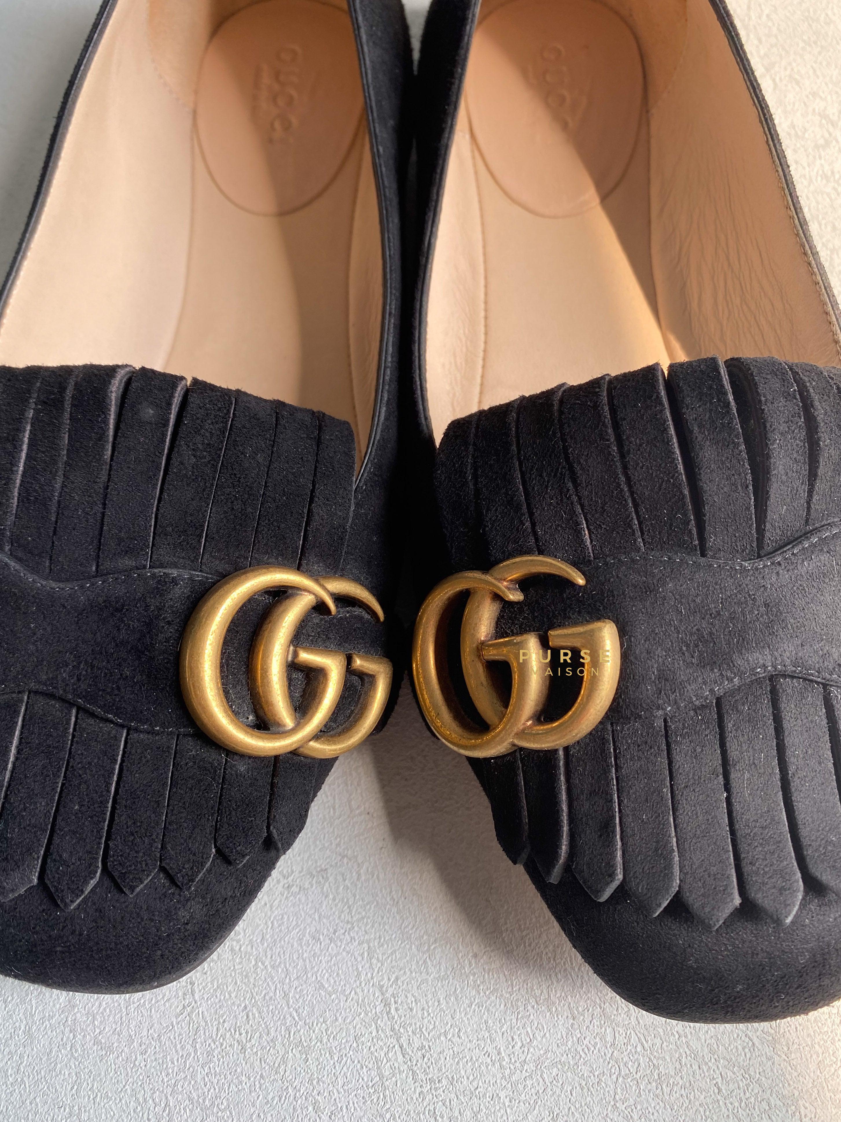 Gucci marmont suede ballerina on sale flat