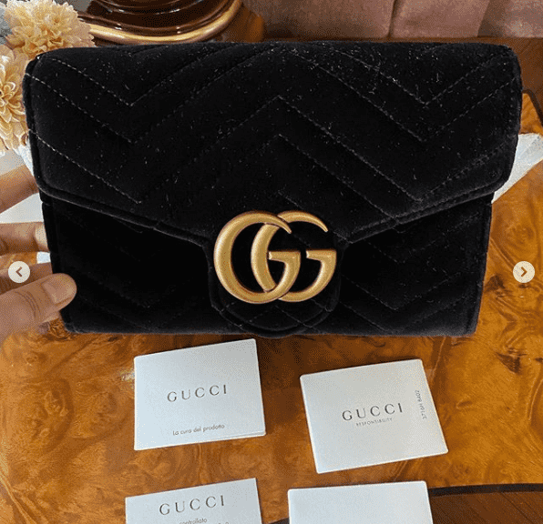 Gucci Marmont GG Velvet Chain Wallet Purse Maison