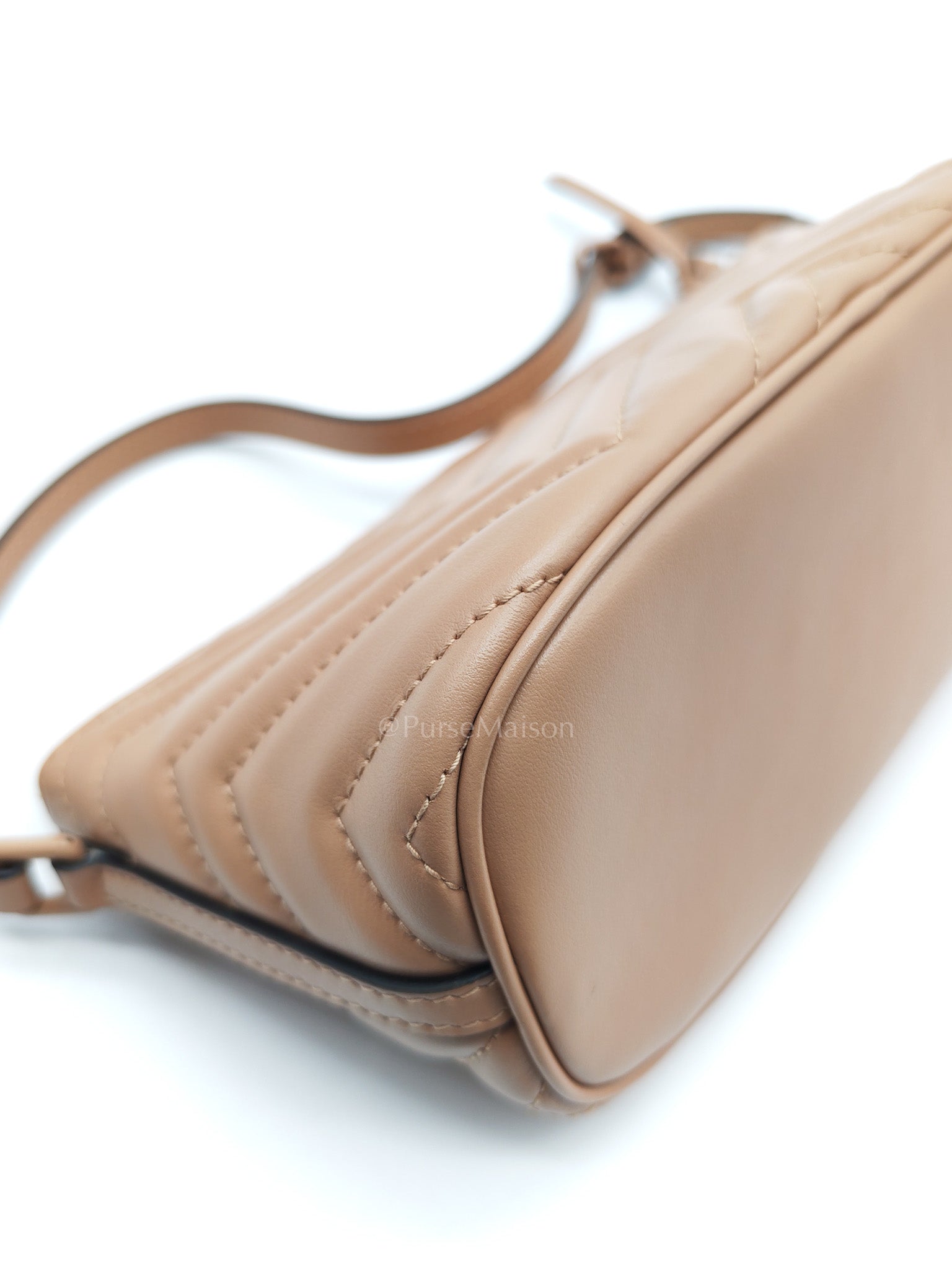Gucci Marmont Matelasse Dark Beige Pouch Shoulder Bag | Purse Maison Luxury Bags Shop