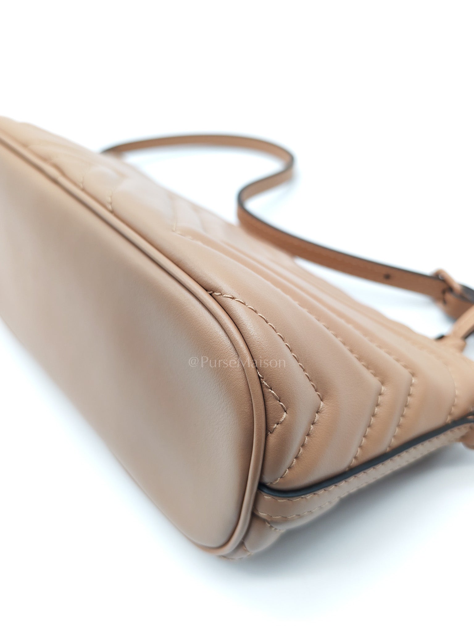 Gucci Marmont Matelasse Dark Beige Pouch Shoulder Bag | Purse Maison Luxury Bags Shop