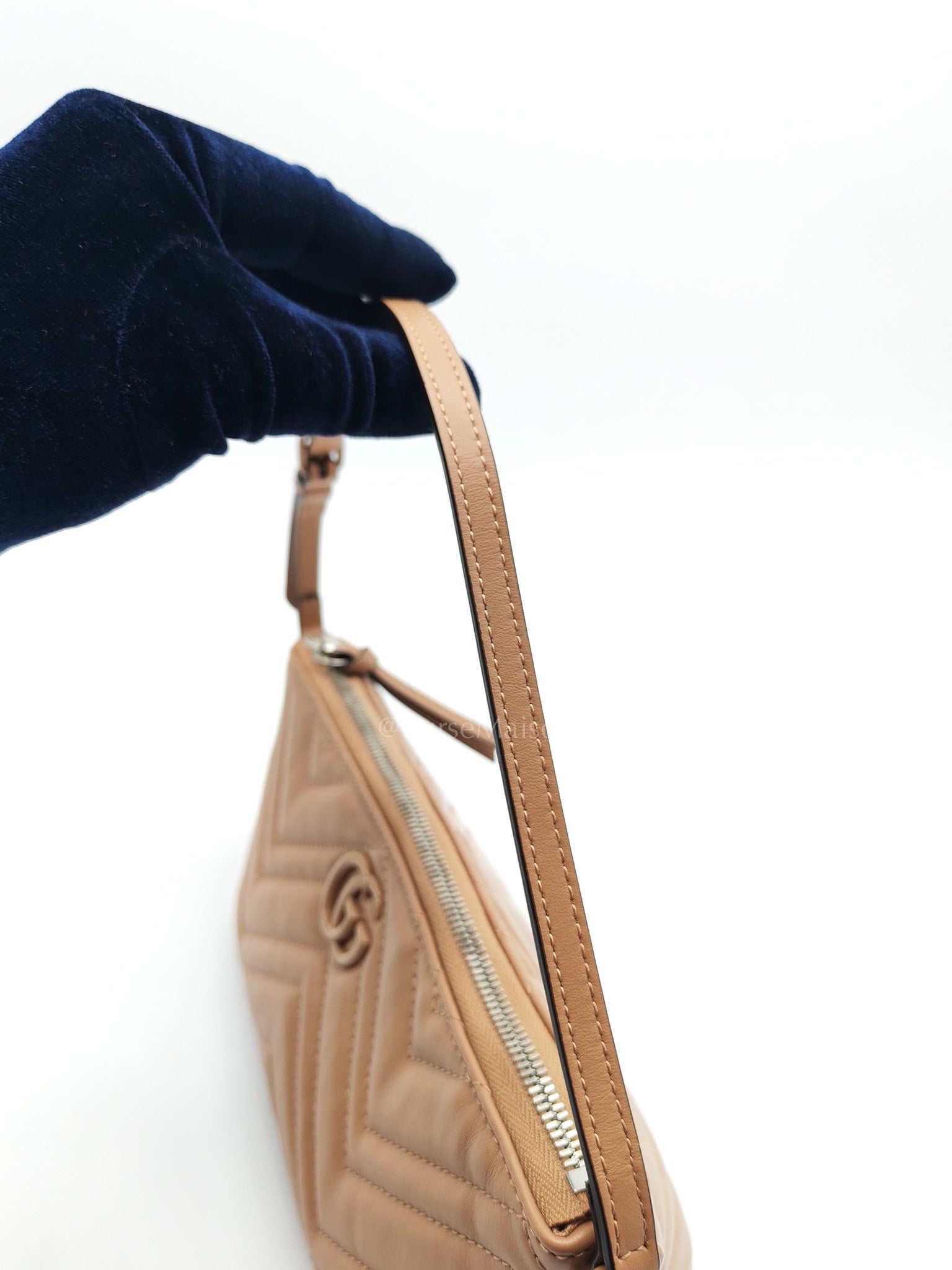 Gucci Marmont Matelasse Dark Beige Pouch Shoulder Bag | Purse Maison Luxury Bags Shop