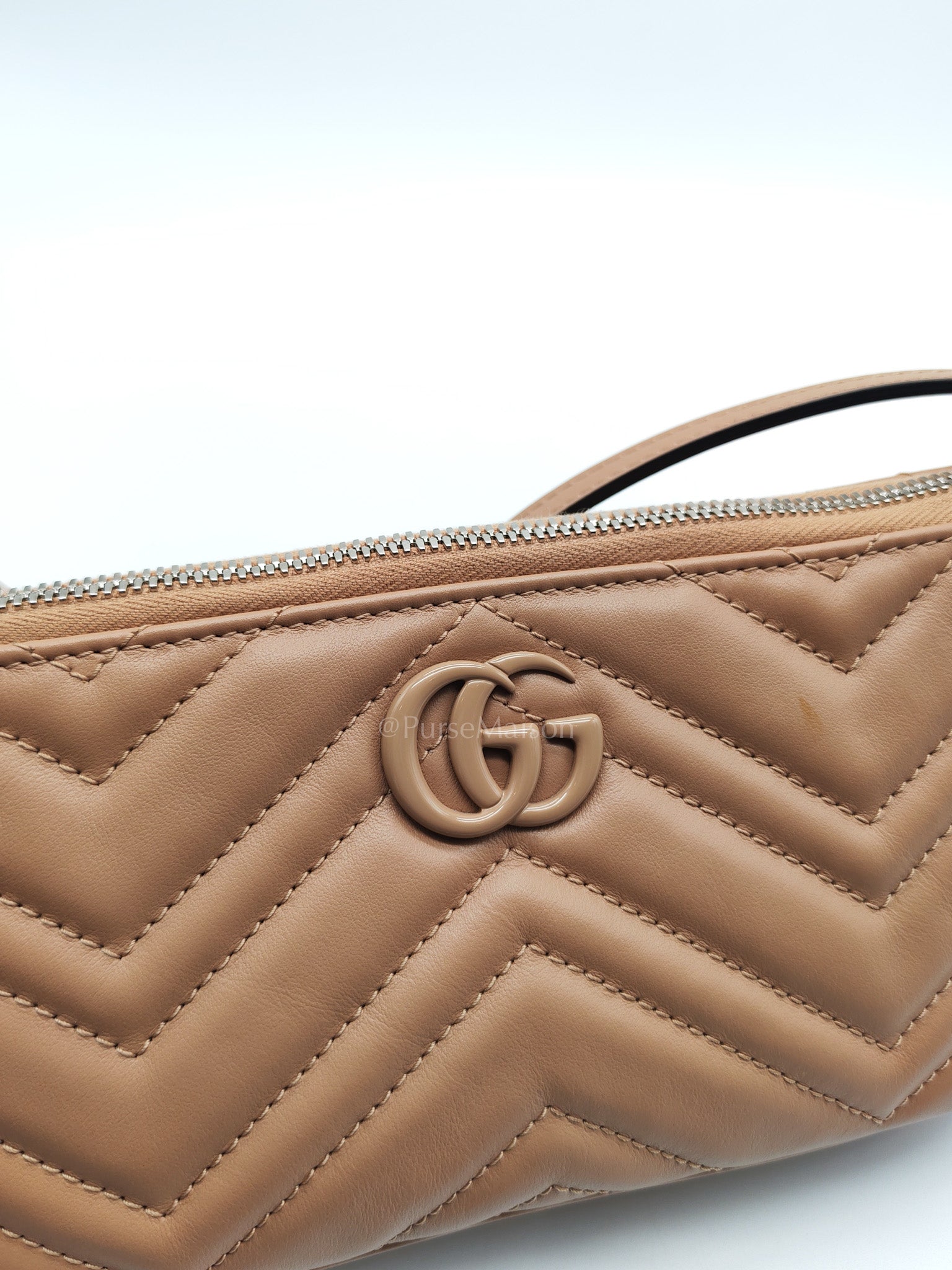 Gucci Marmont Matelasse Dark Beige Pouch Shoulder Bag | Purse Maison Luxury Bags Shop