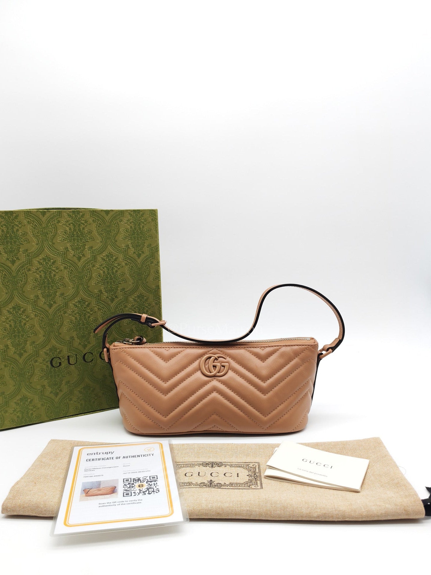 Gucci Marmont Matelasse Dark Beige Pouch Shoulder Bag | Purse Maison Luxury Bags Shop