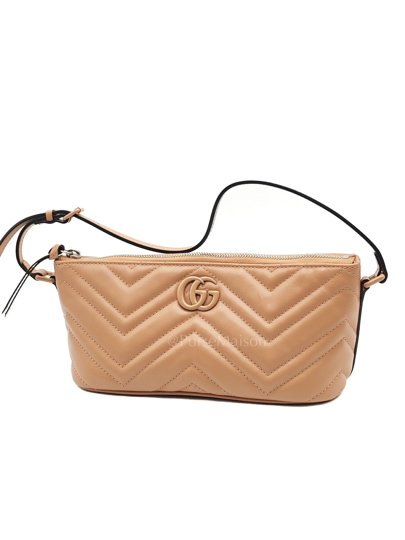 Gucci Marmont Matelasse Dark Beige Pouch Shoulder Bag | Purse Maison Luxury Bags Shop