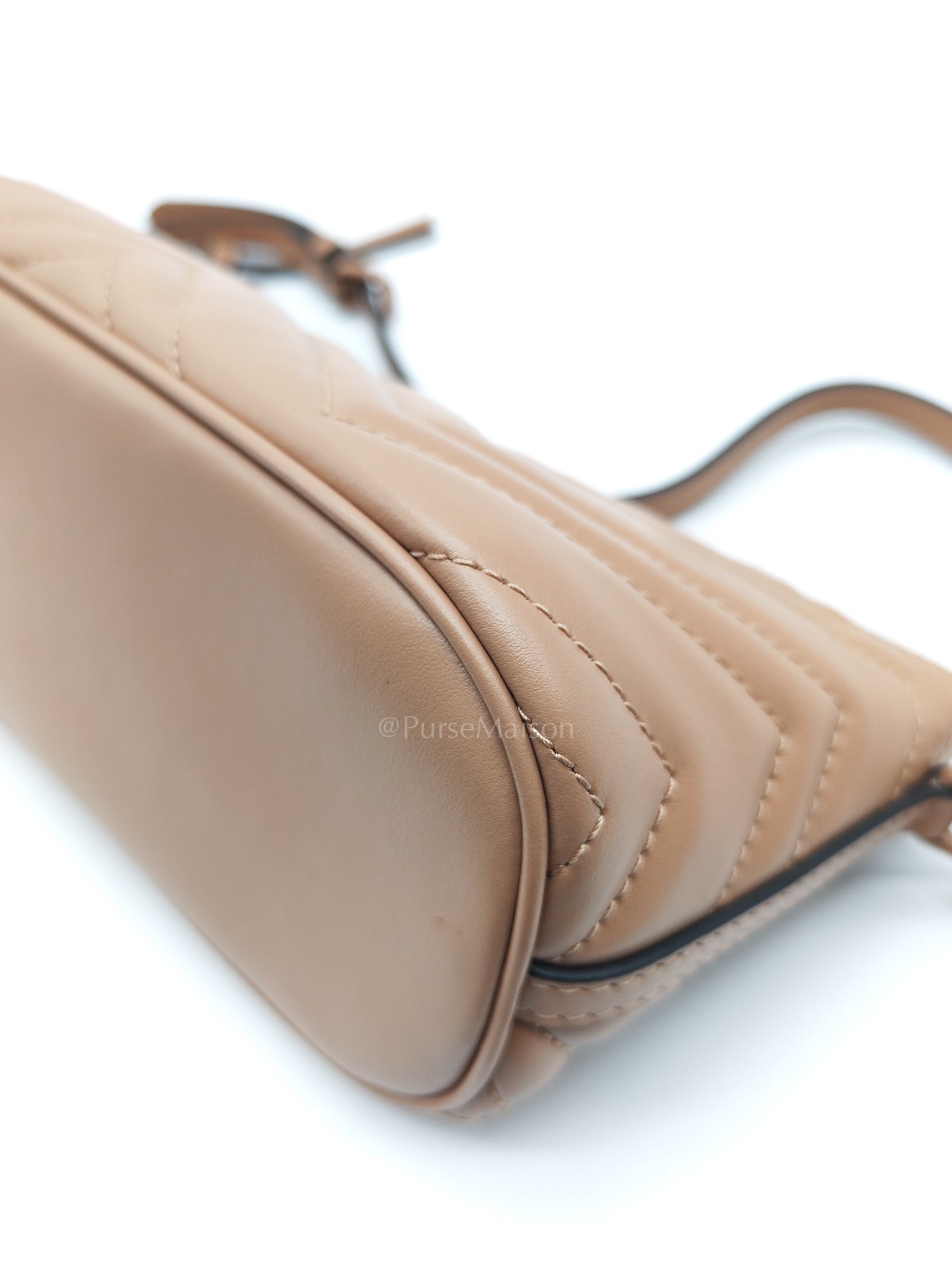 Gucci Marmont Matelasse Dark Beige Pouch Shoulder Bag | Purse Maison Luxury Bags Shop