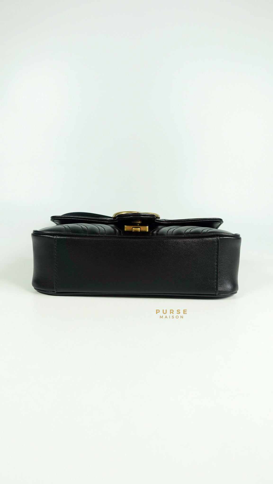 Gucci Marmont Matelassé Mini Flap Bag in Black Leather
