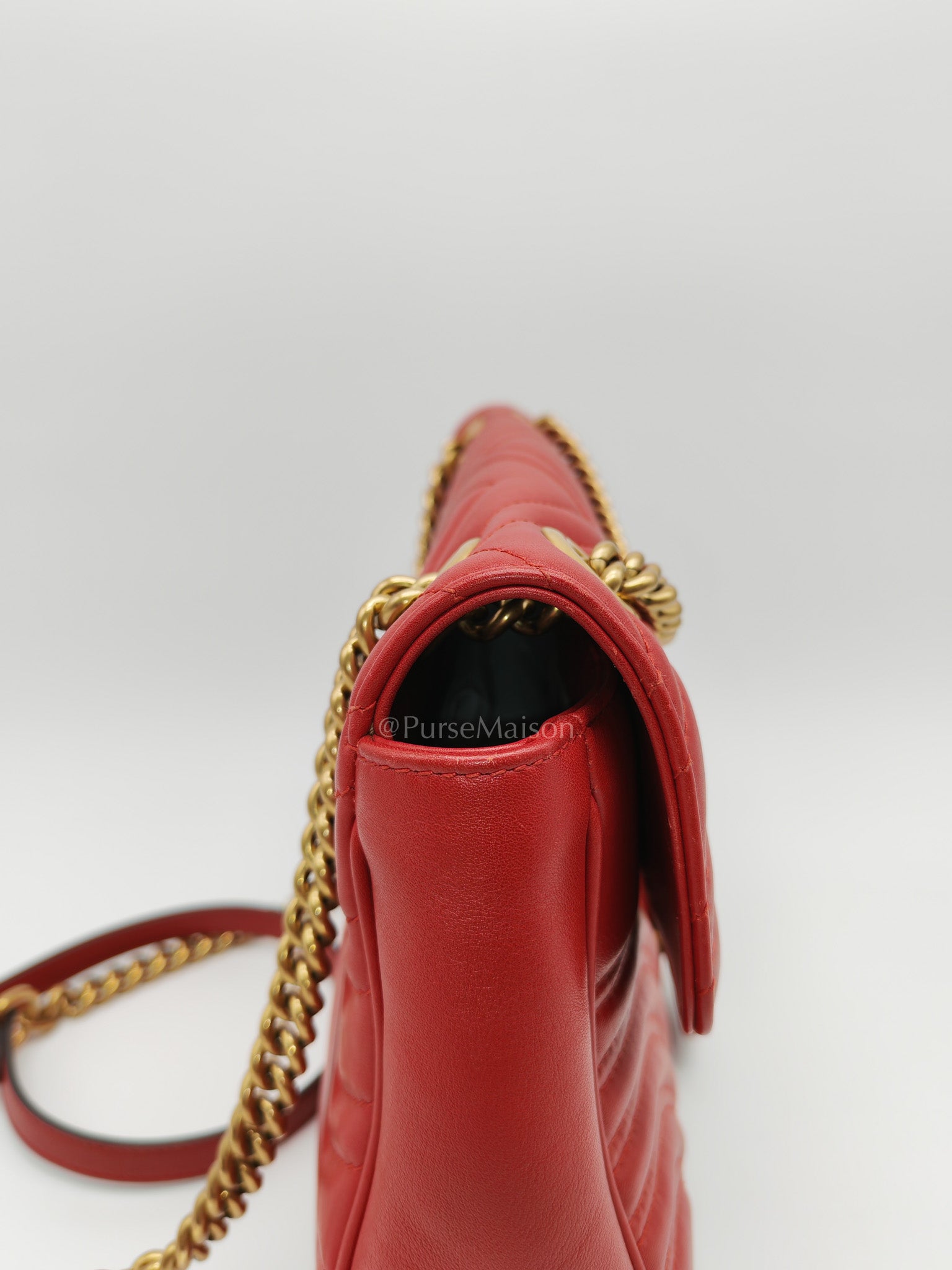 Marmont Medium in Hibiscus Red Calfskin Leather Shoulder Bag | Purse Maison Luxury Bags Shop