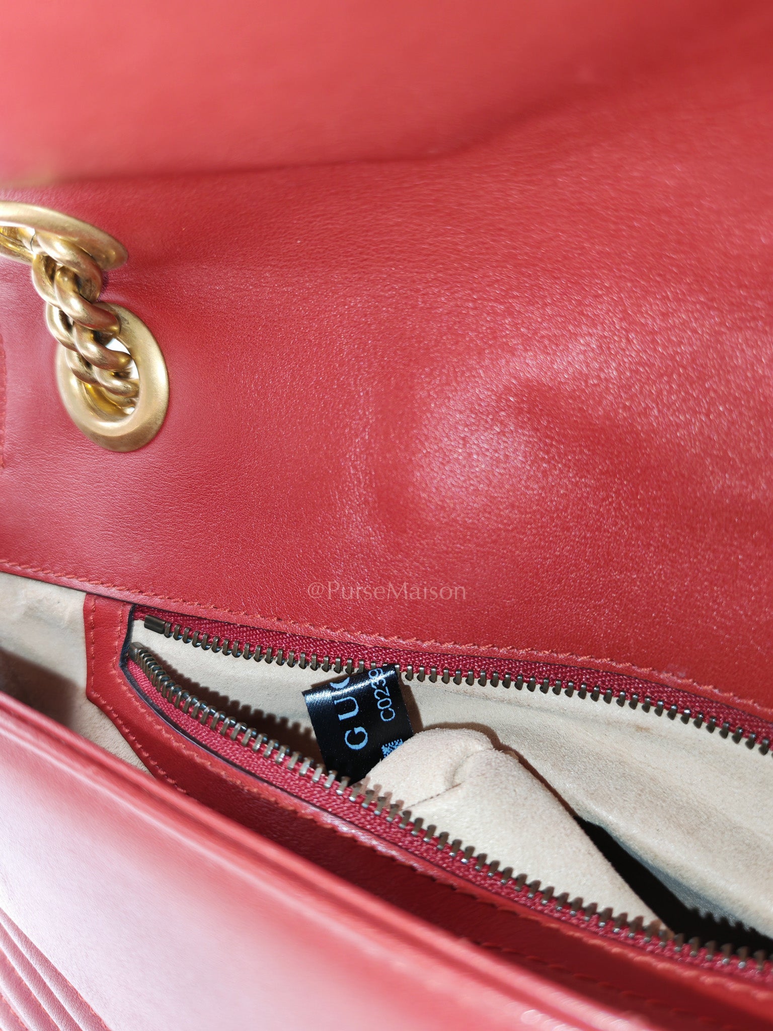 Marmont Medium in Hibiscus Red Calfskin Leather Shoulder Bag | Purse Maison Luxury Bags Shop