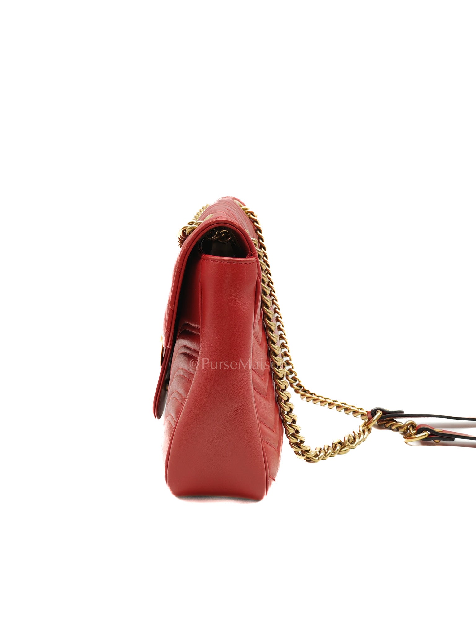 Marmont Medium in Hibiscus Red Calfskin Leather Shoulder Bag | Purse Maison Luxury Bags Shop