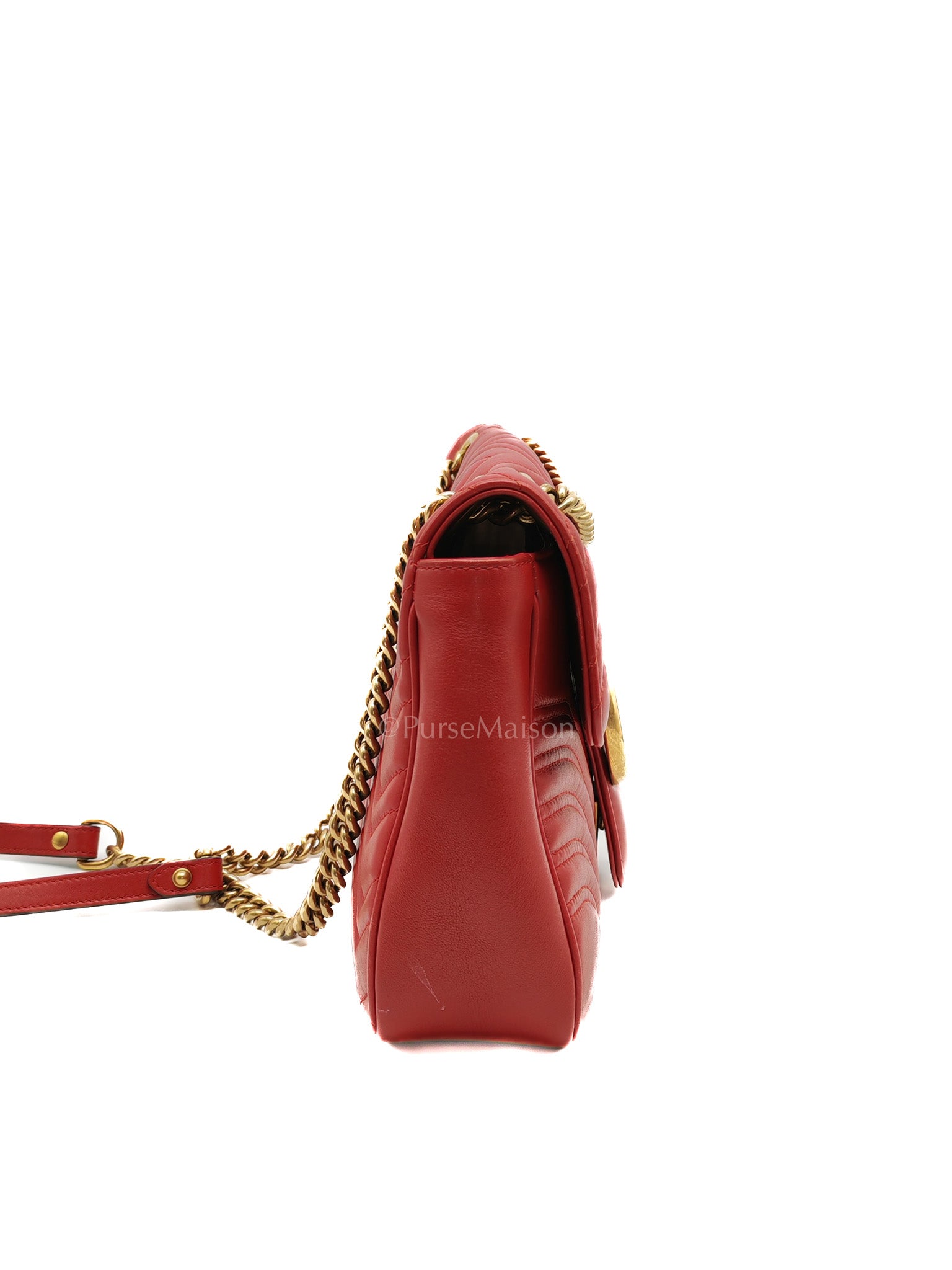 Marmont Medium in Hibiscus Red Calfskin Leather Shoulder Bag | Purse Maison Luxury Bags Shop