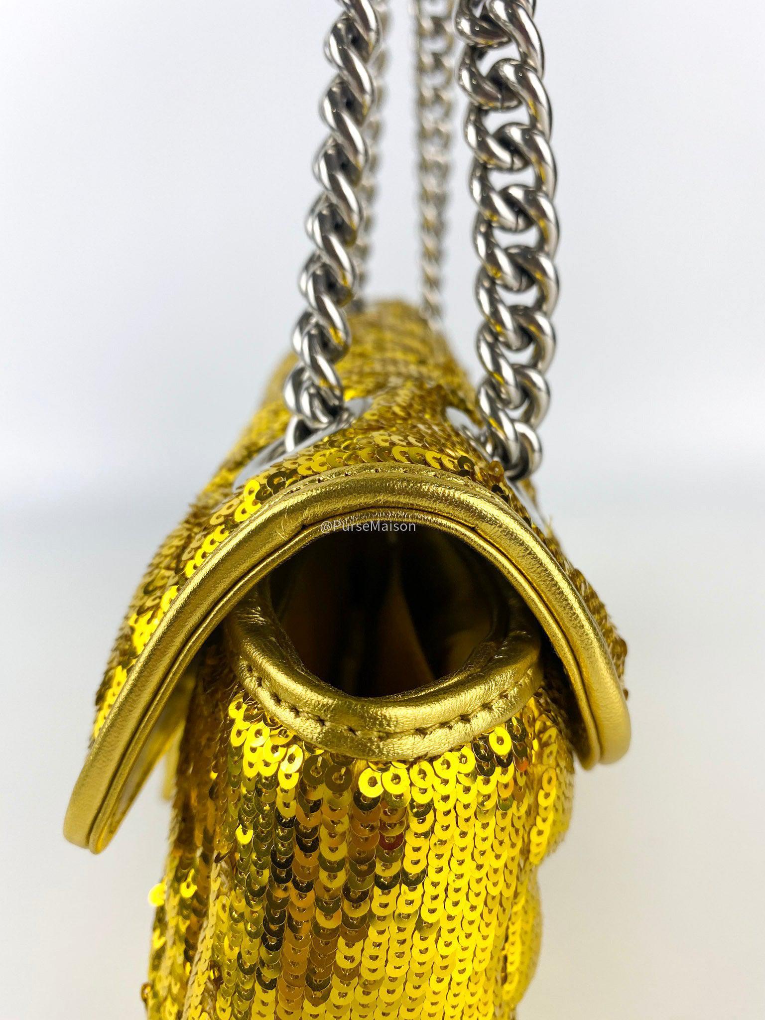 Gucci Marmont Mini Gold Sequin Flap Bag