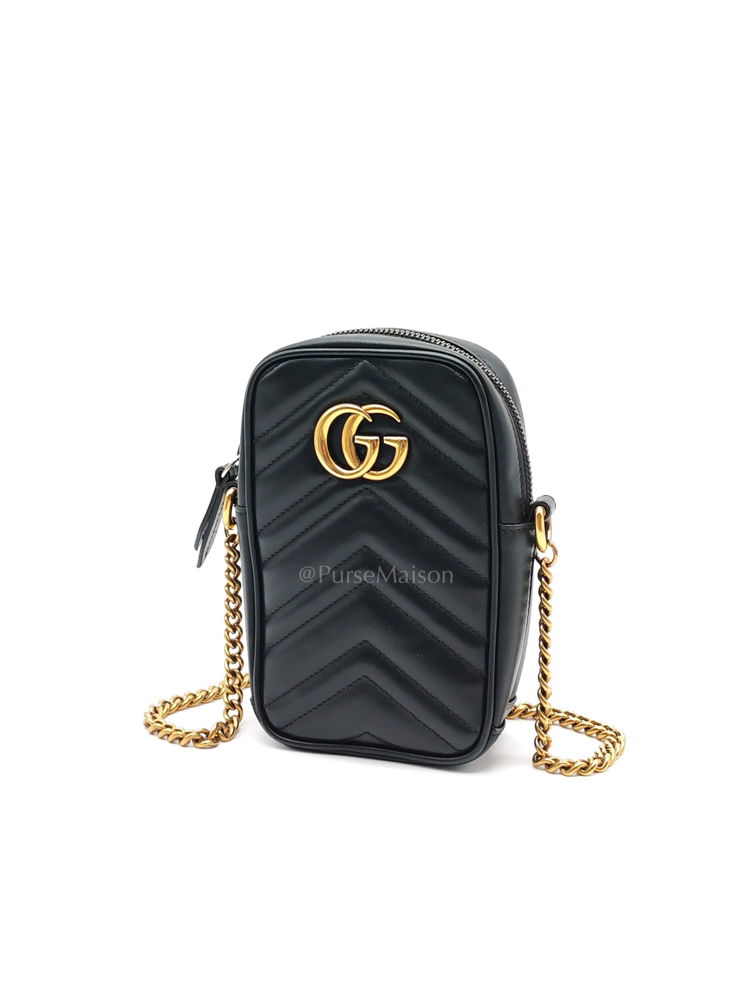Gucci Marmont Vertical Phone Pouch Matelasse Leather Crossbody Bag | Purse Maison Luxury Bags Shop