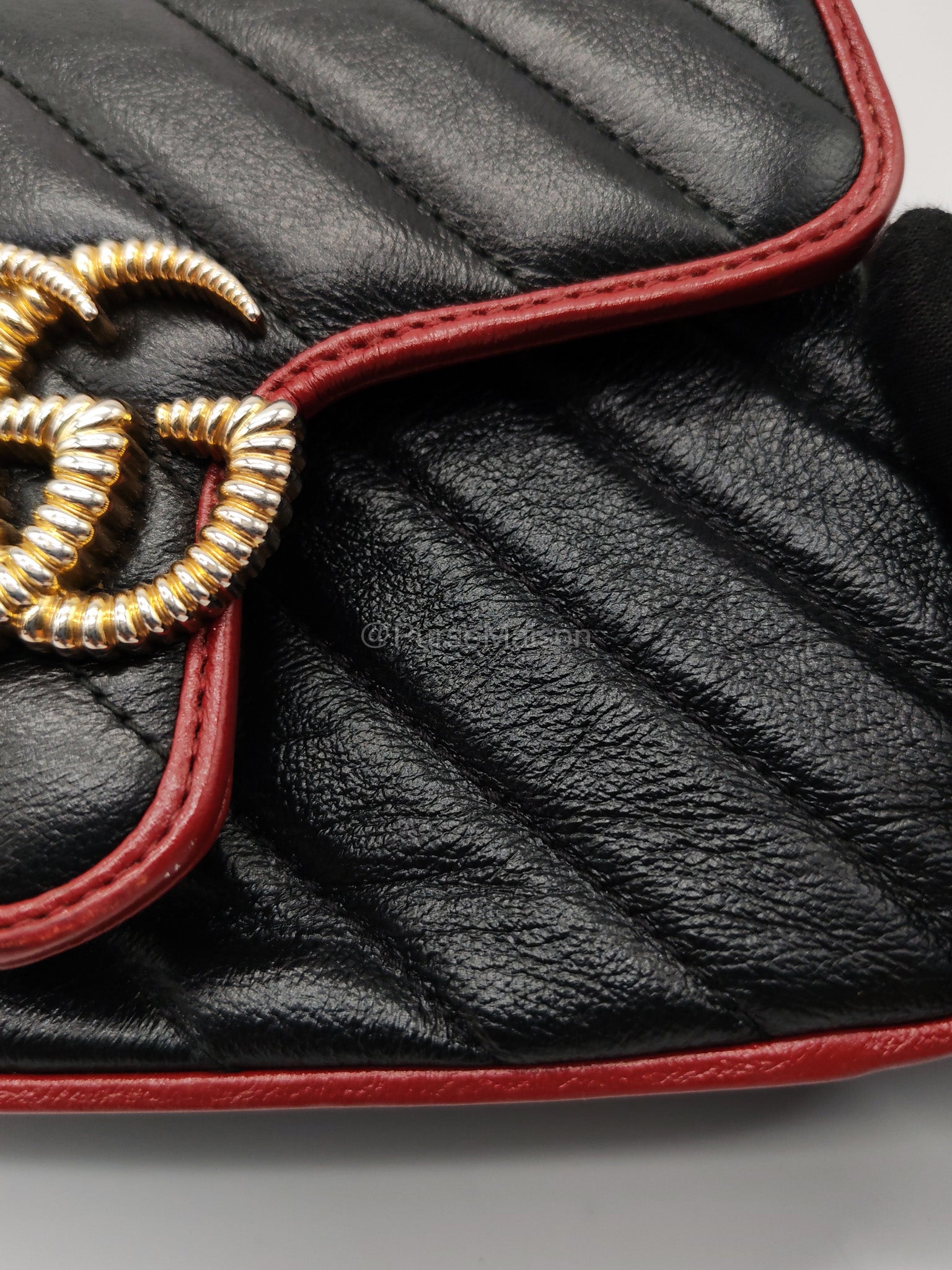 Gucci Mini Torchon Top Handle Shoulder Bag in Black GG Marmont Matelasse Calfskin Leather | Purse Maison Luxury Bags Shop