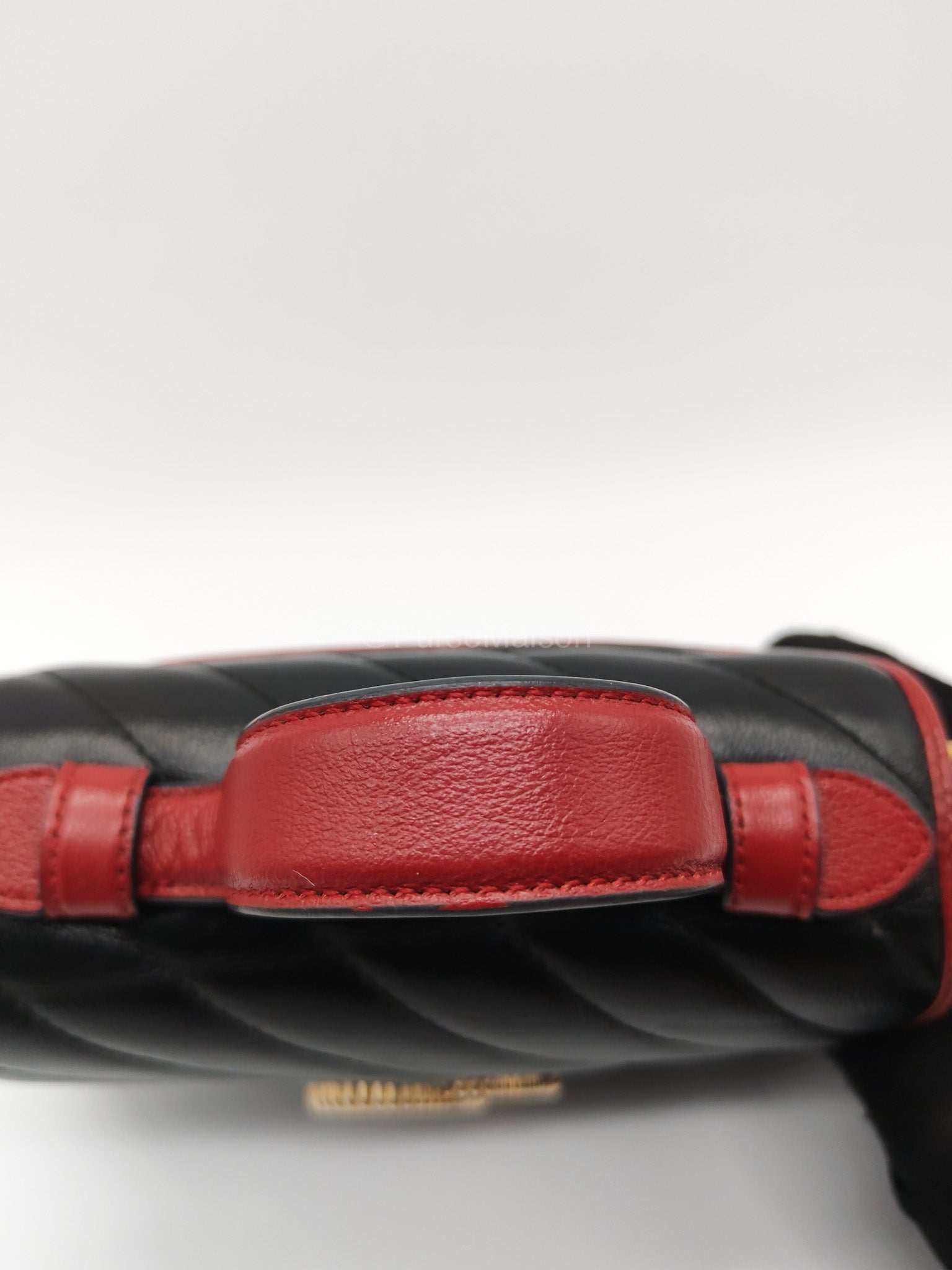 Gucci Mini Torchon Top Handle Shoulder Bag in Black GG Marmont Matelasse Calfskin Leather | Purse Maison Luxury Bags Shop
