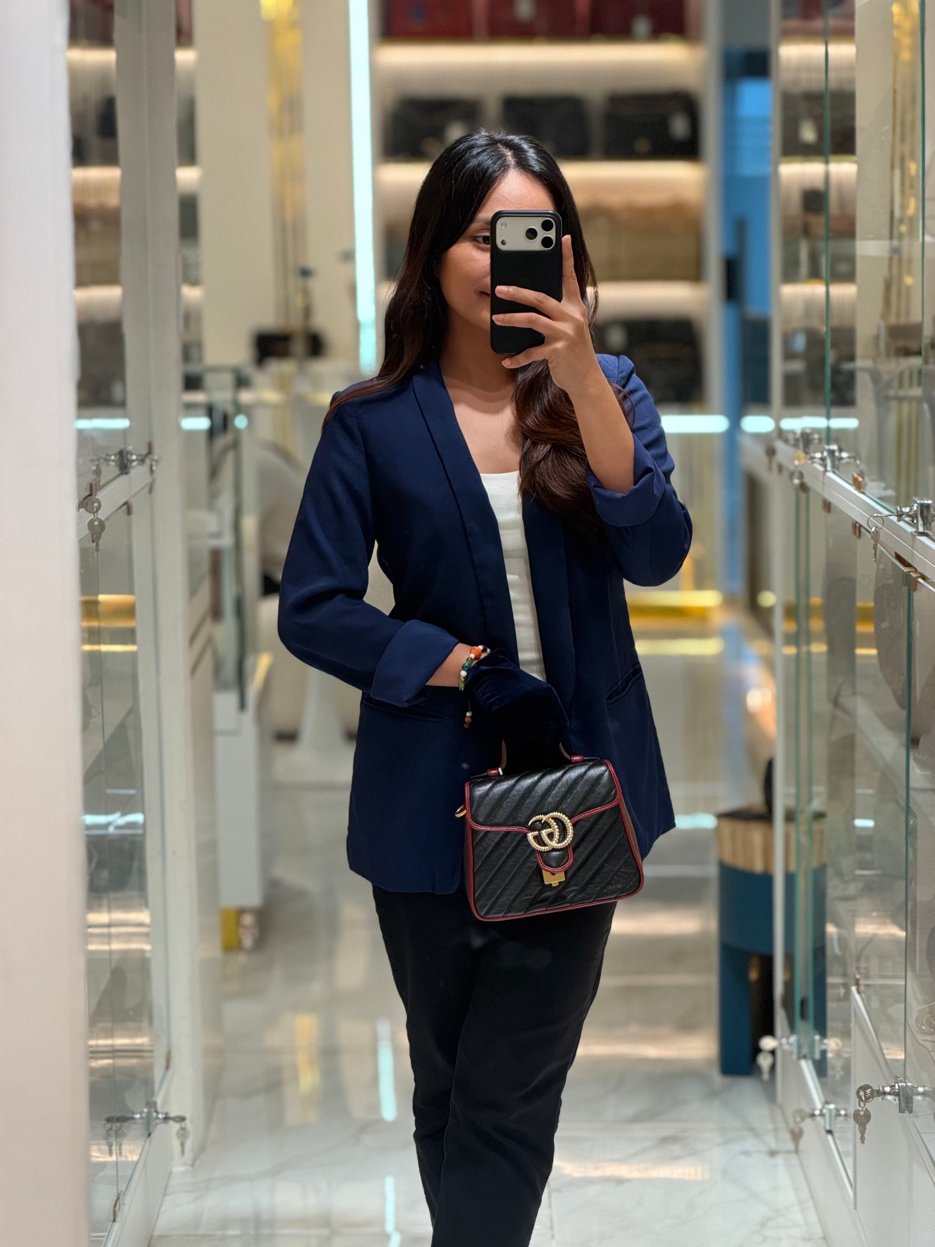 Gucci Mini Torchon Top Handle Shoulder Bag in Black GG Marmont Matelasse Calfskin Leather | Purse Maison Luxury Bags Shop