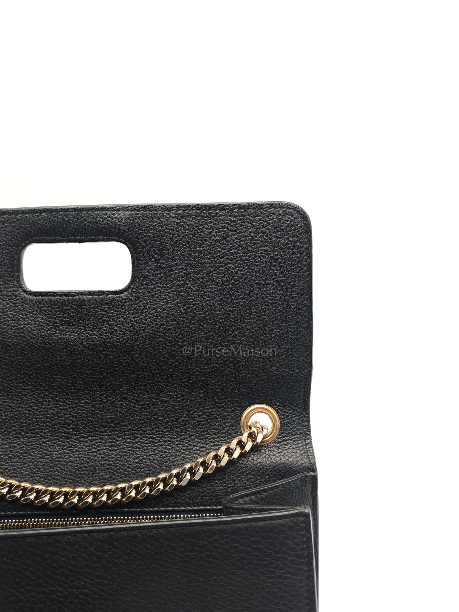 Gucci Miss Bamboo Shoulder Bag in Black Grained Leather | Purse Maison Luxury Bags Shop