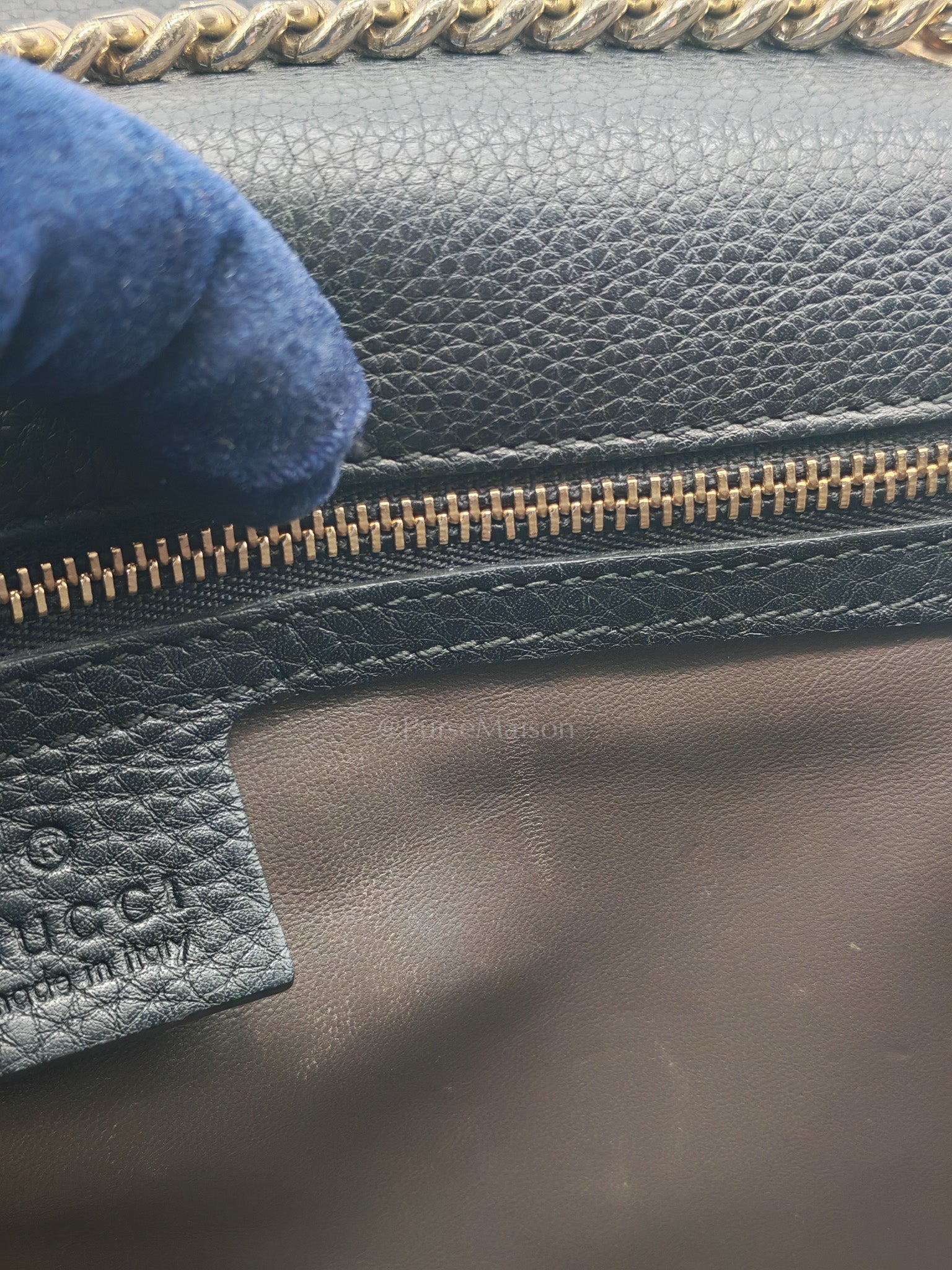 Gucci Miss Bamboo Shoulder Bag in Black Grained Leather | Purse Maison Luxury Bags Shop