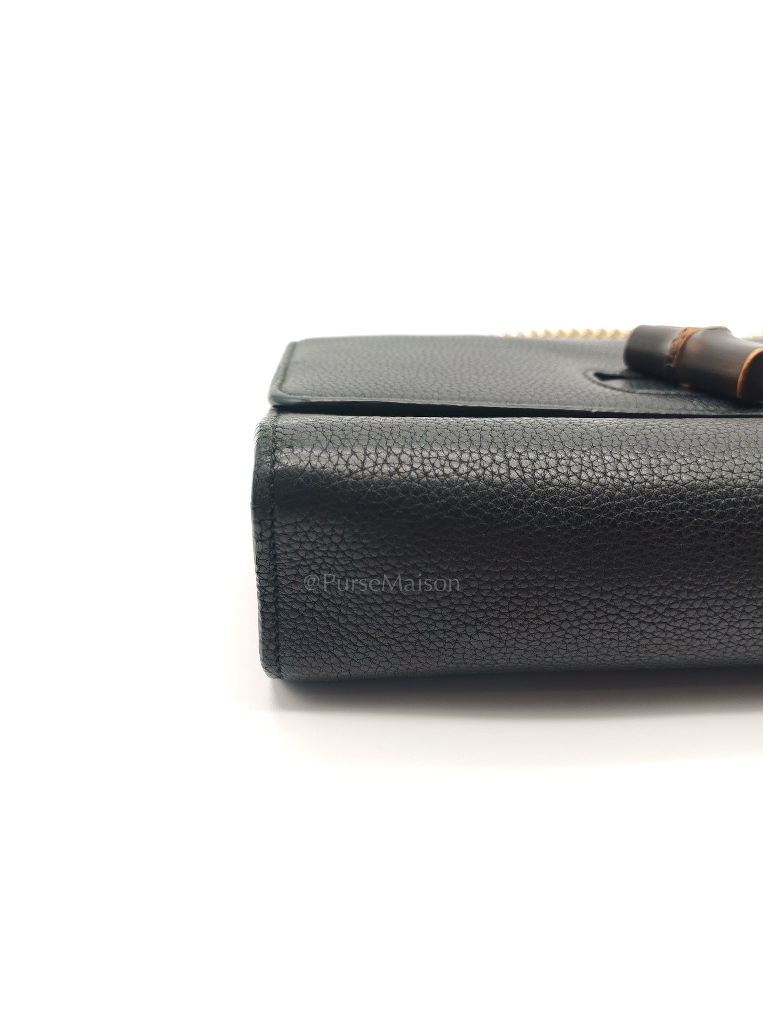 Gucci Miss Bamboo Shoulder Bag in Black Grained Leather | Purse Maison Luxury Bags Shop
