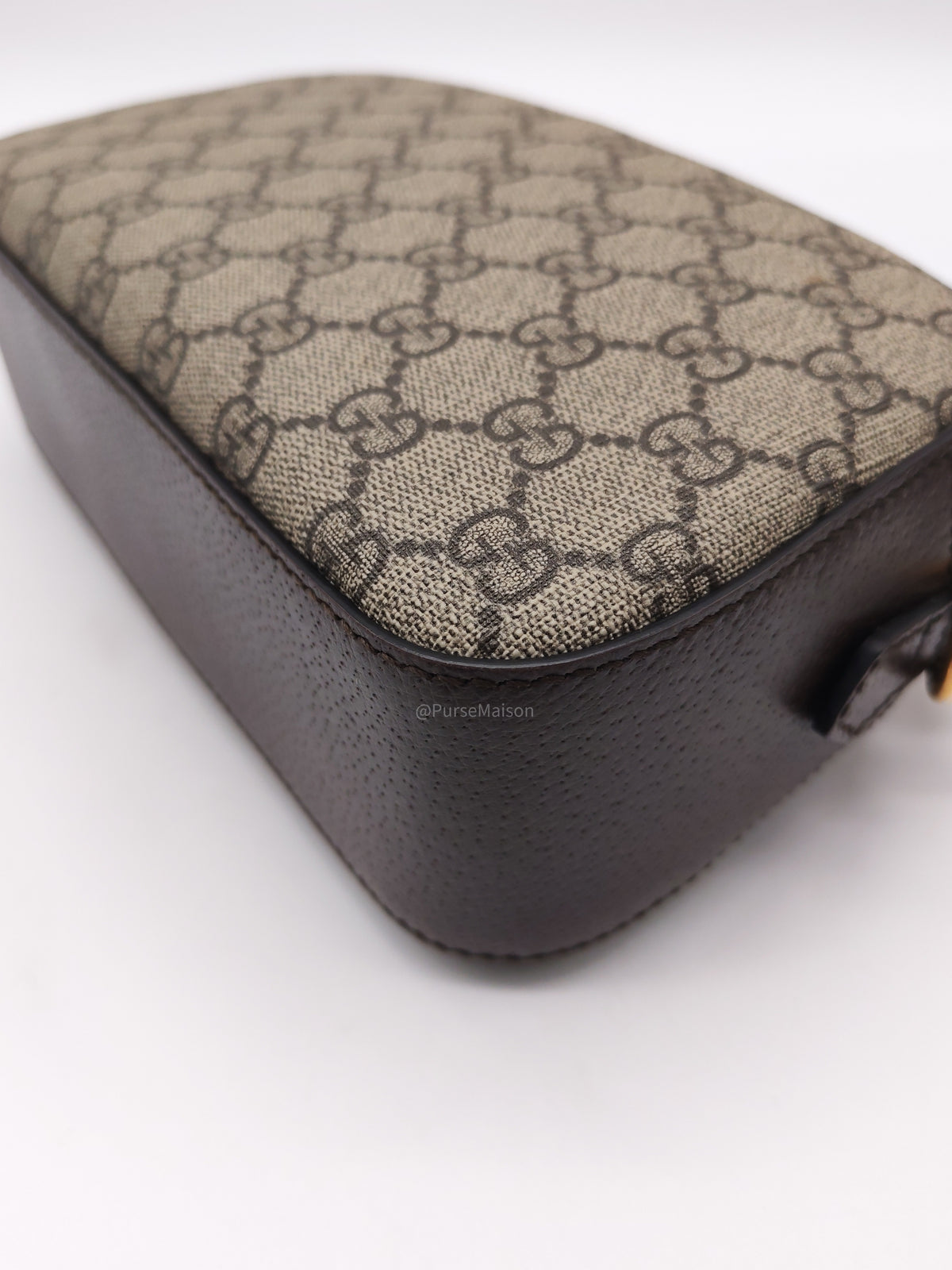 Gucci New Vintage Camera Bag in Brown Coated Monogram Pattern GG Supreme Canvas | Purse Maison Luxury Bags Shop