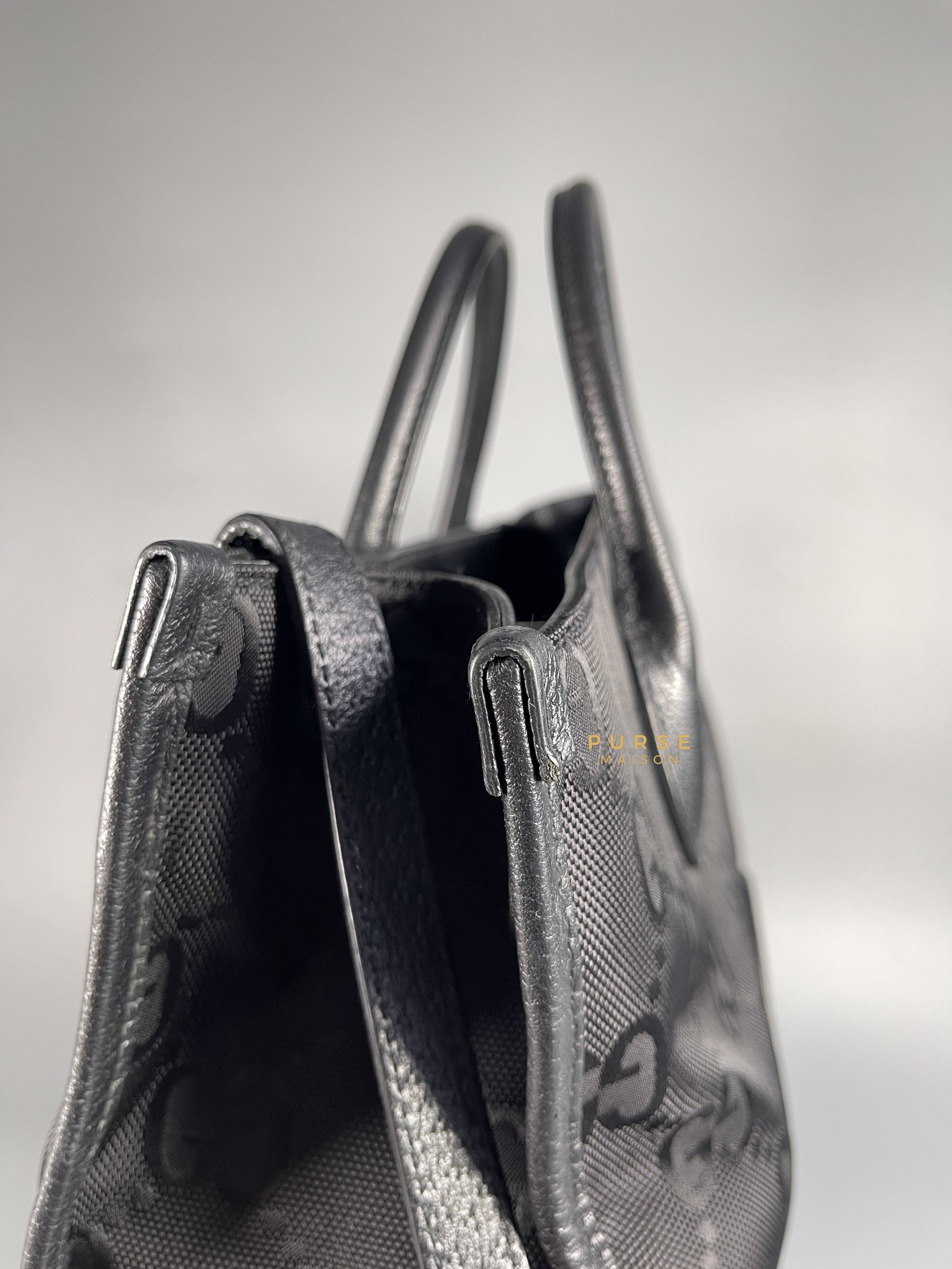 Black leather gucci online tote bag