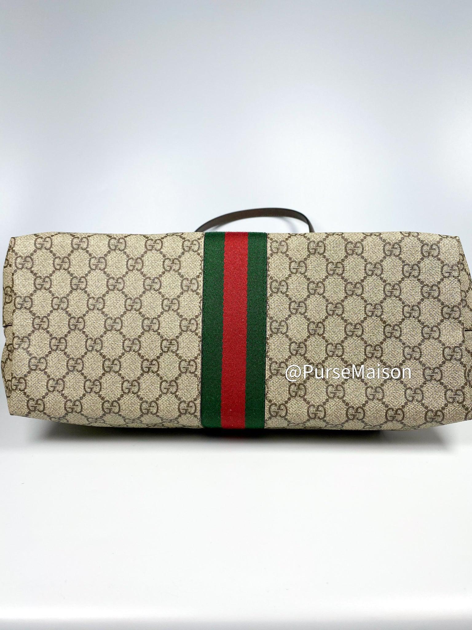 Gucci Ophidia GG Medium Tote Bag in Beige and Ebony