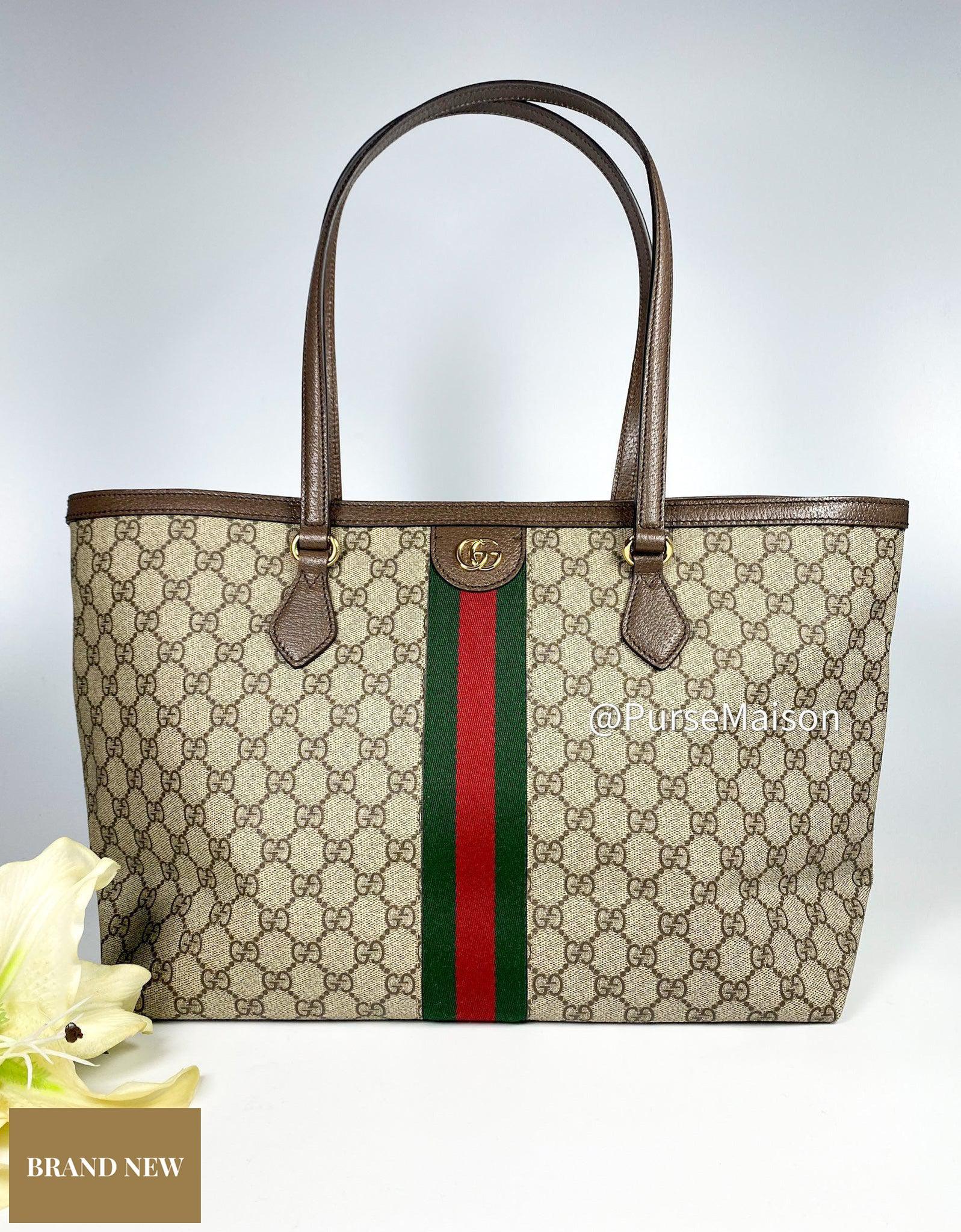 Gucci Ophidia GG Medium Tote Bag in Beige and Ebony