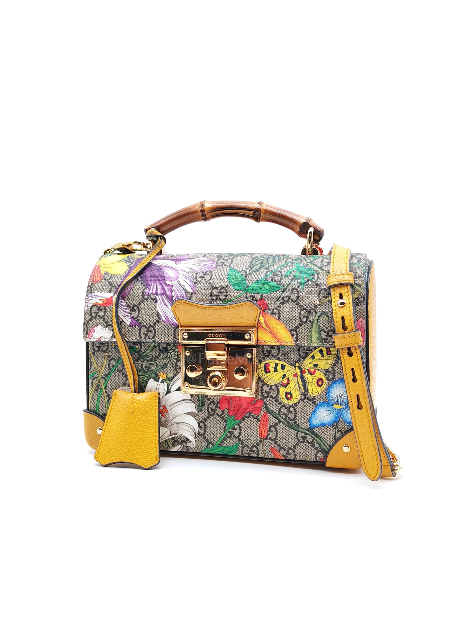 Gucci Padlock Flora Bamboo GG Supreme Bag | Purse Maison