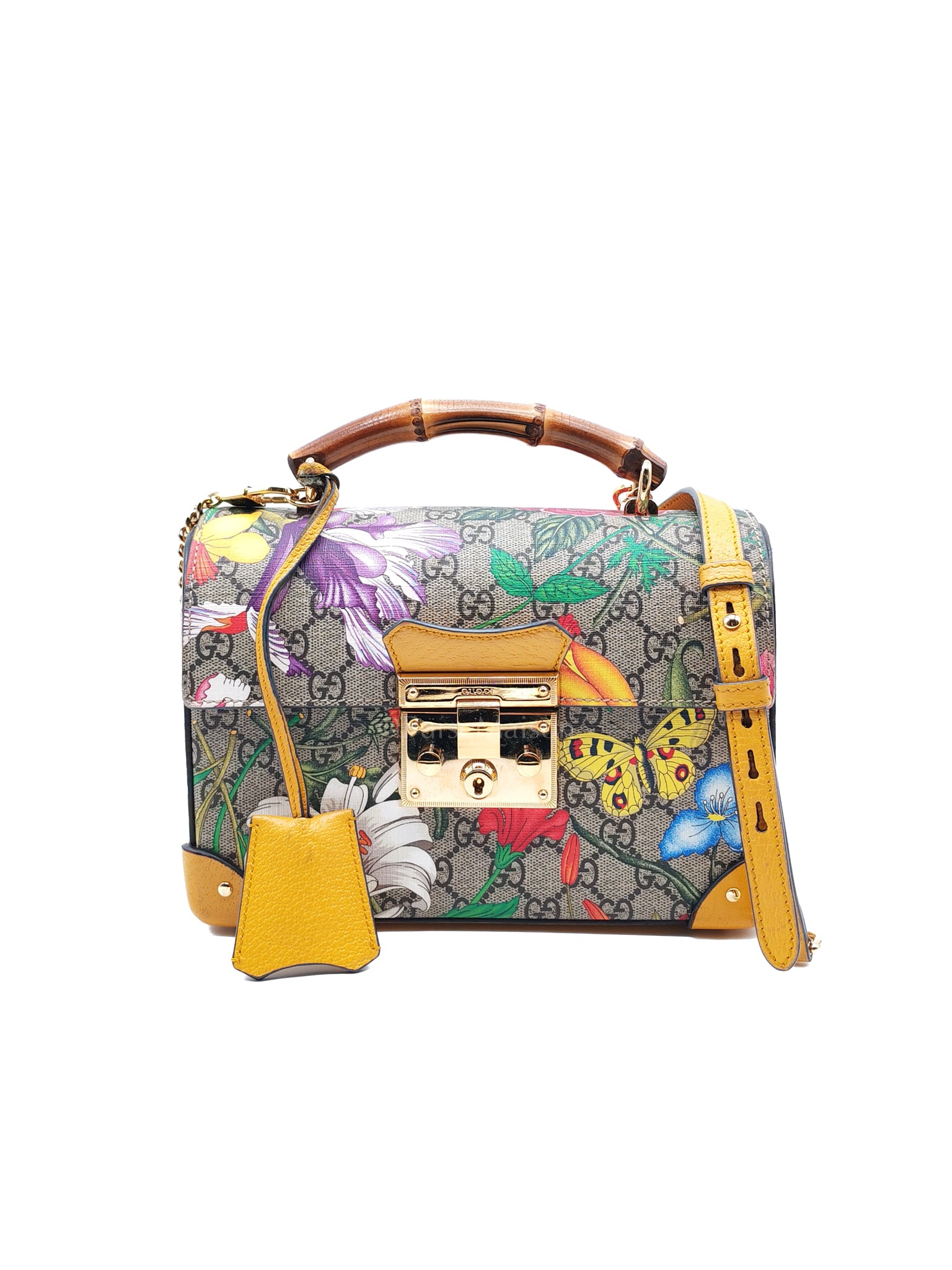 Gucci Padlock Flora Bamboo GG Supreme Bag | Purse Maison
