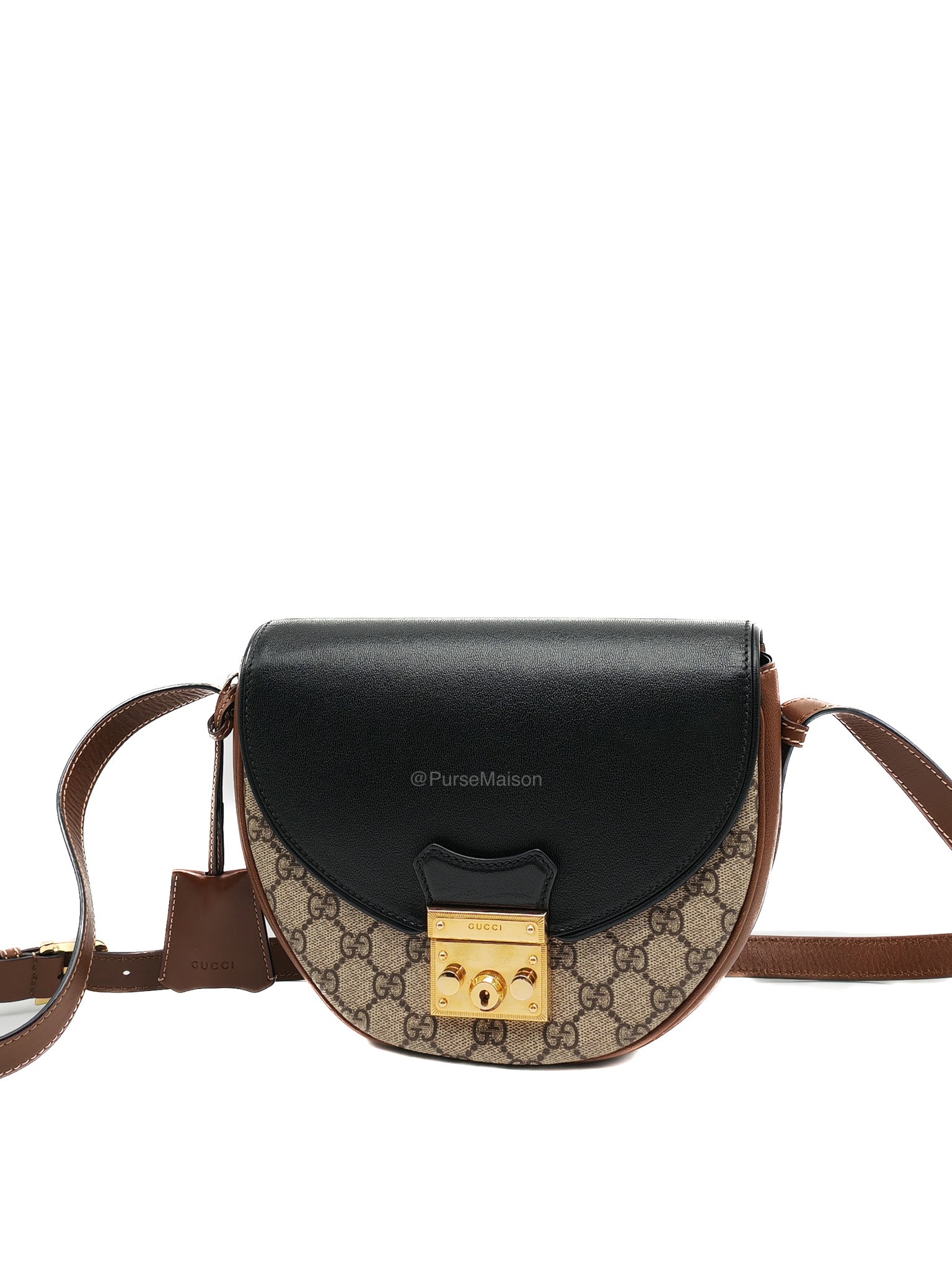 Gucci Padlock Saddle Bag in GG Supreme Monogram Canvas and Gold Hardware | Purse Maison Luxury Bags Shop