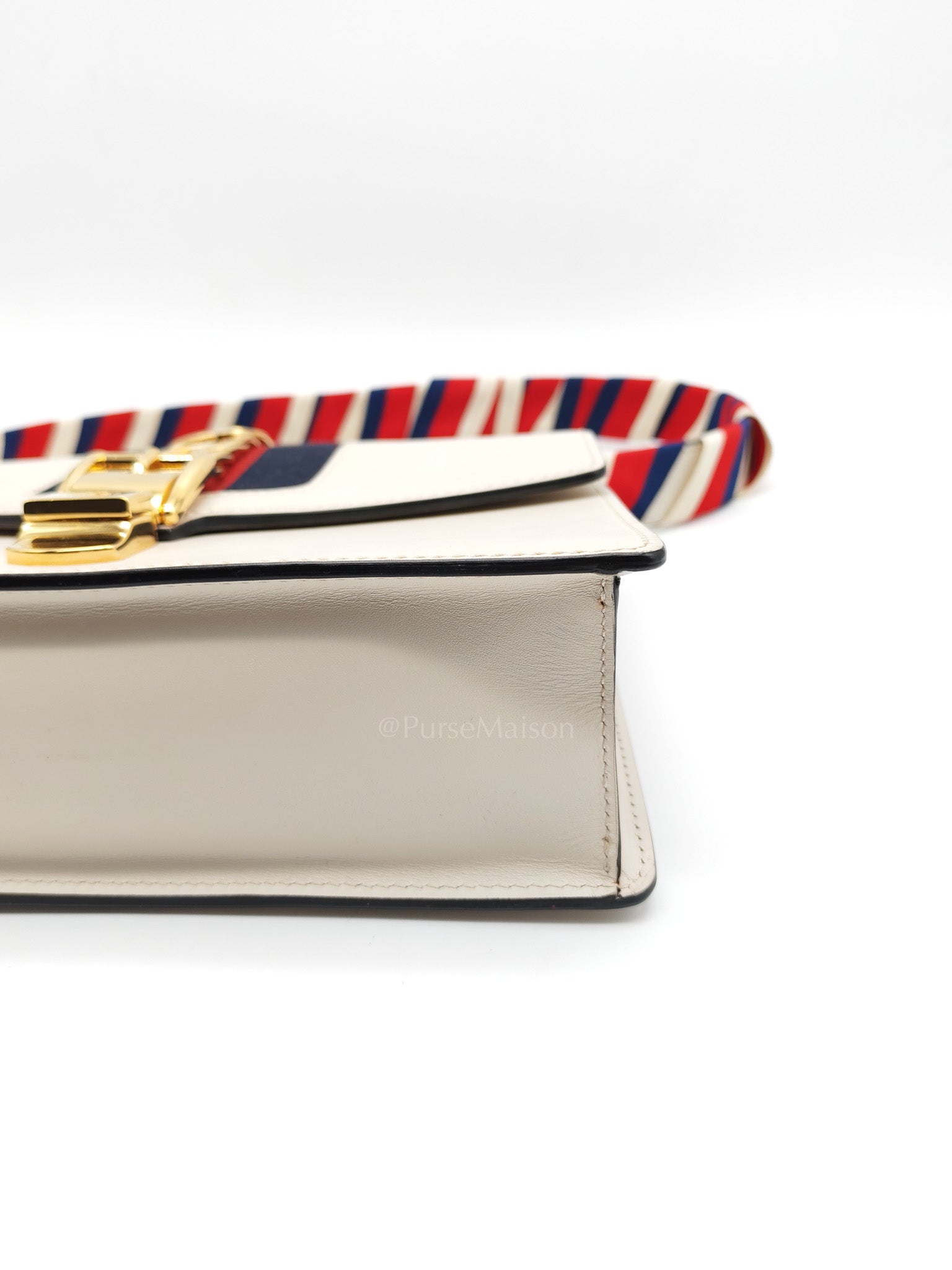 Gucci Sylvie Shoulder Bag in Off White Smooth Calfskin Leather | Purse Maison Luxury Bags Shop