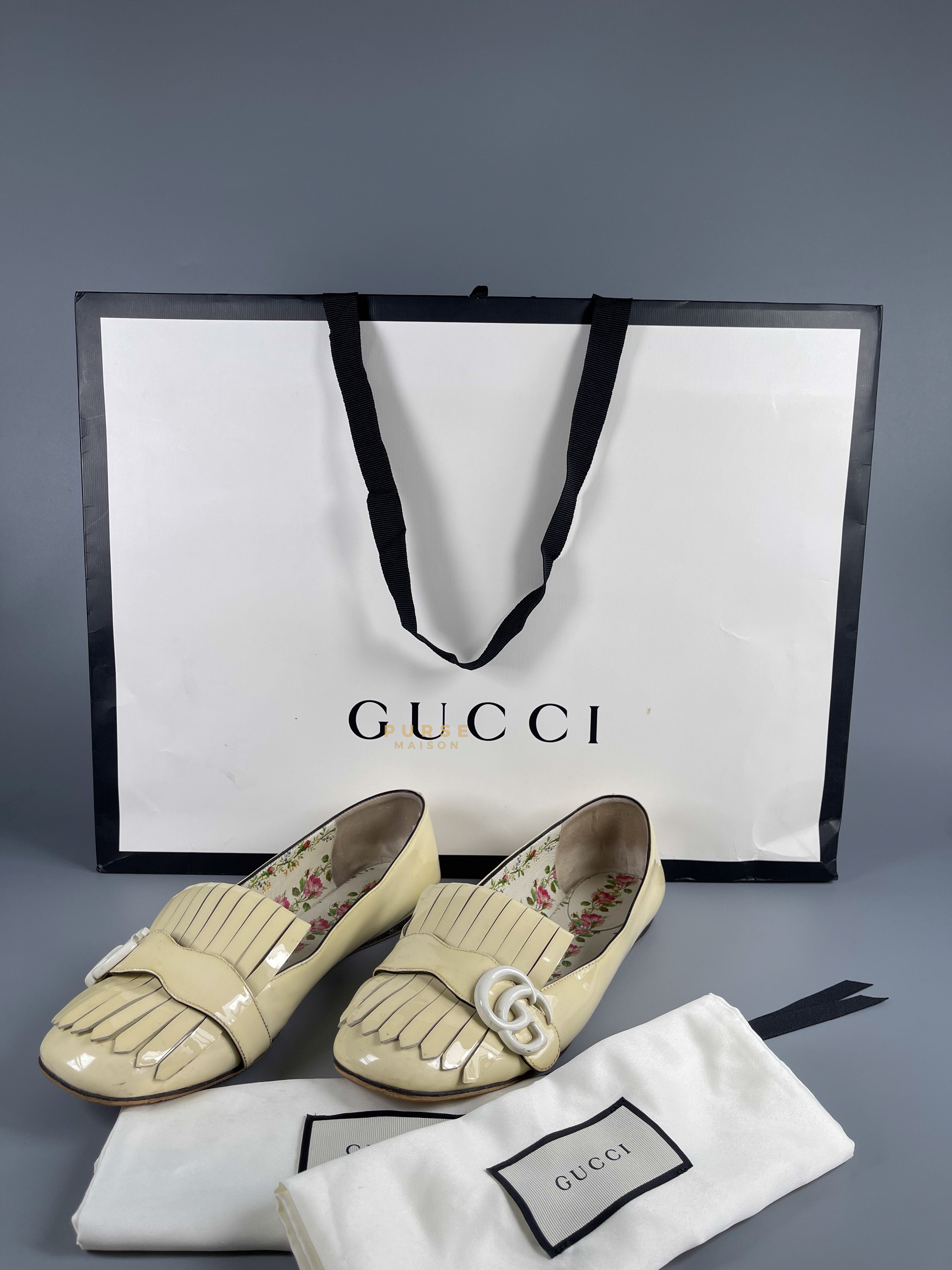 Gucci Vernice GG Marmont Fringe Loafer Size 38 EU (24.5cm) | Purse Maison Luxury Bags Shop