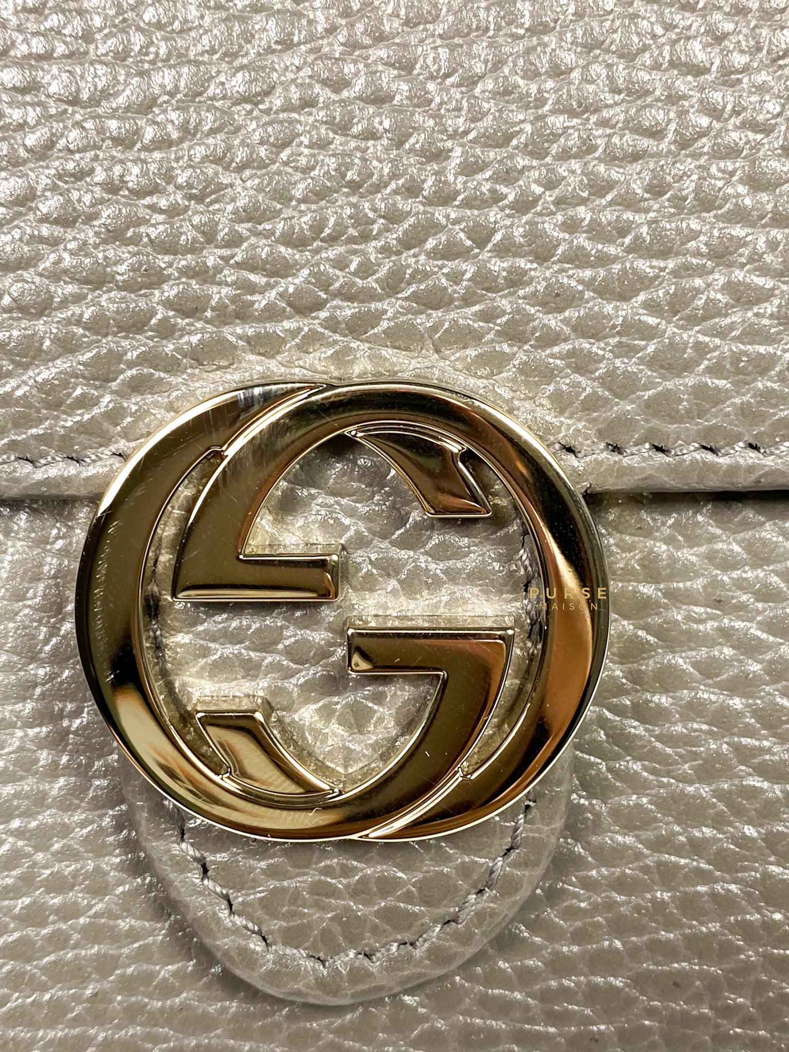 Interlocking leather crossbody bag Gucci Grey in Leather - 23519702