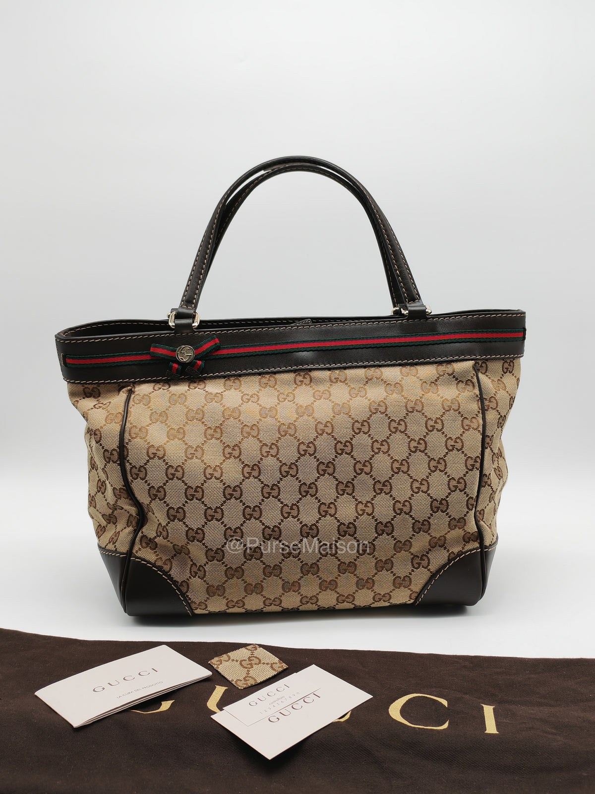 Gucci Web Mayfair Tote Bag in GG Canvas | Purse Maison Luxury Bags Shop