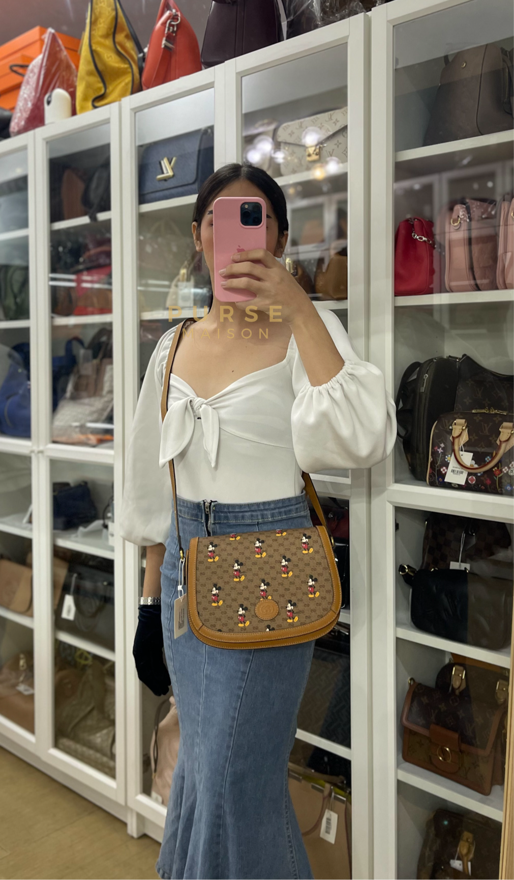Gucci x Disney Mickey Mouse GG Supreme Canvas Crossbody Bag | Purse Maison Luxury Bags Shop