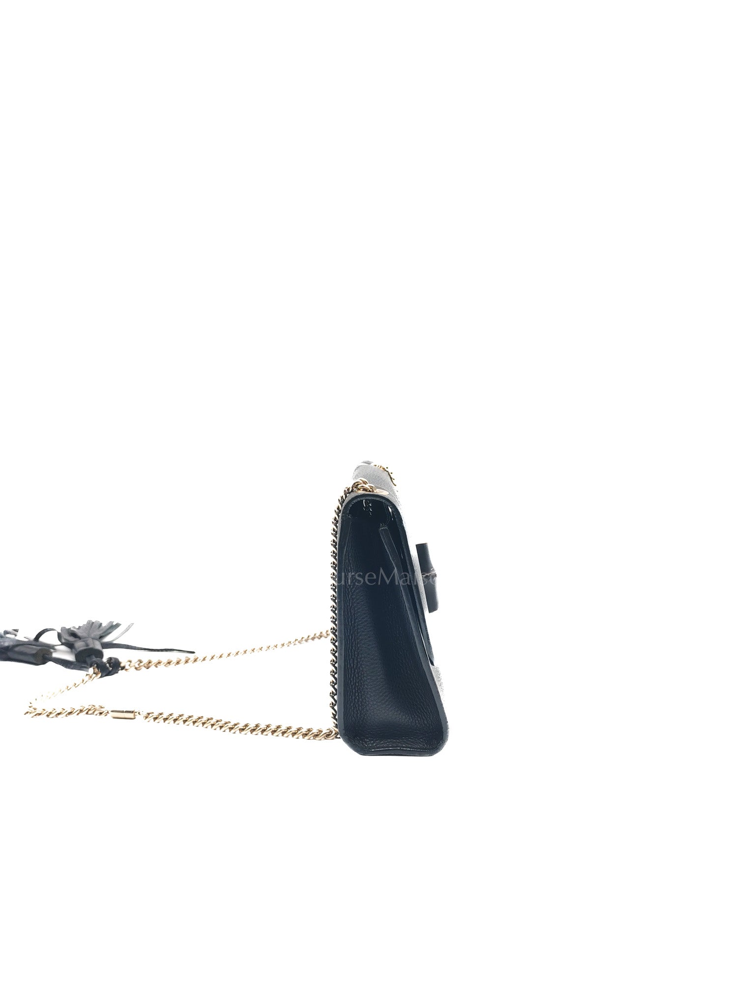 Gucci Miss Bamboo Shoulder Bag in Black Grained Leather