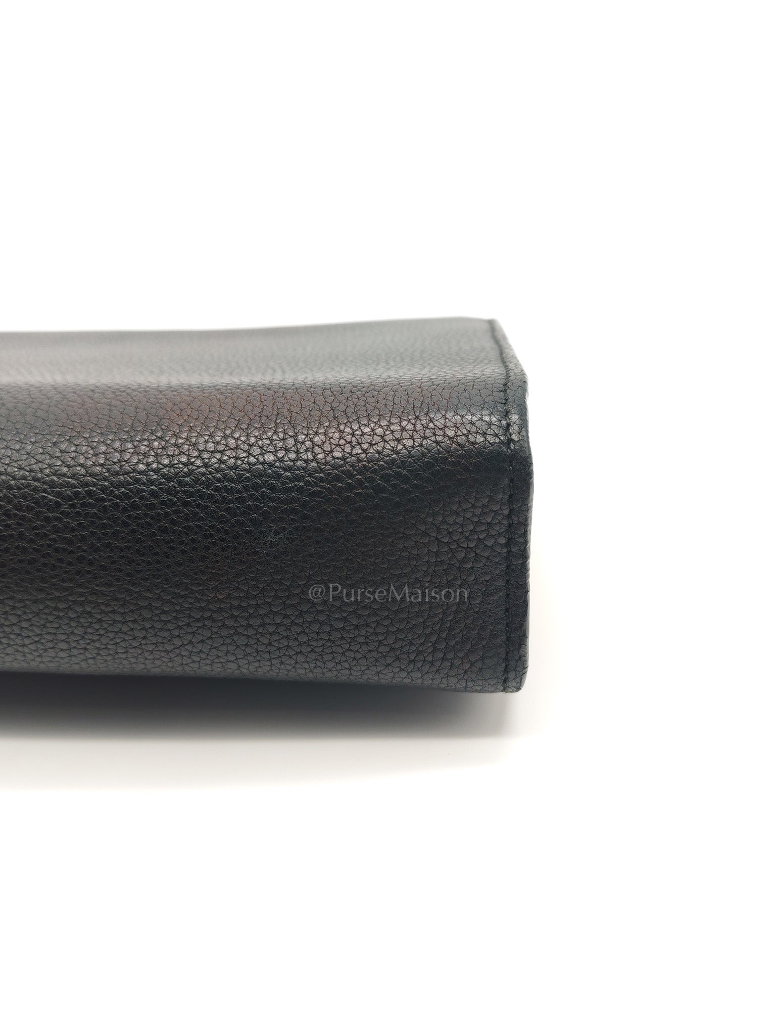 Gucci Miss Bamboo Shoulder Bag in Black Grained Leather