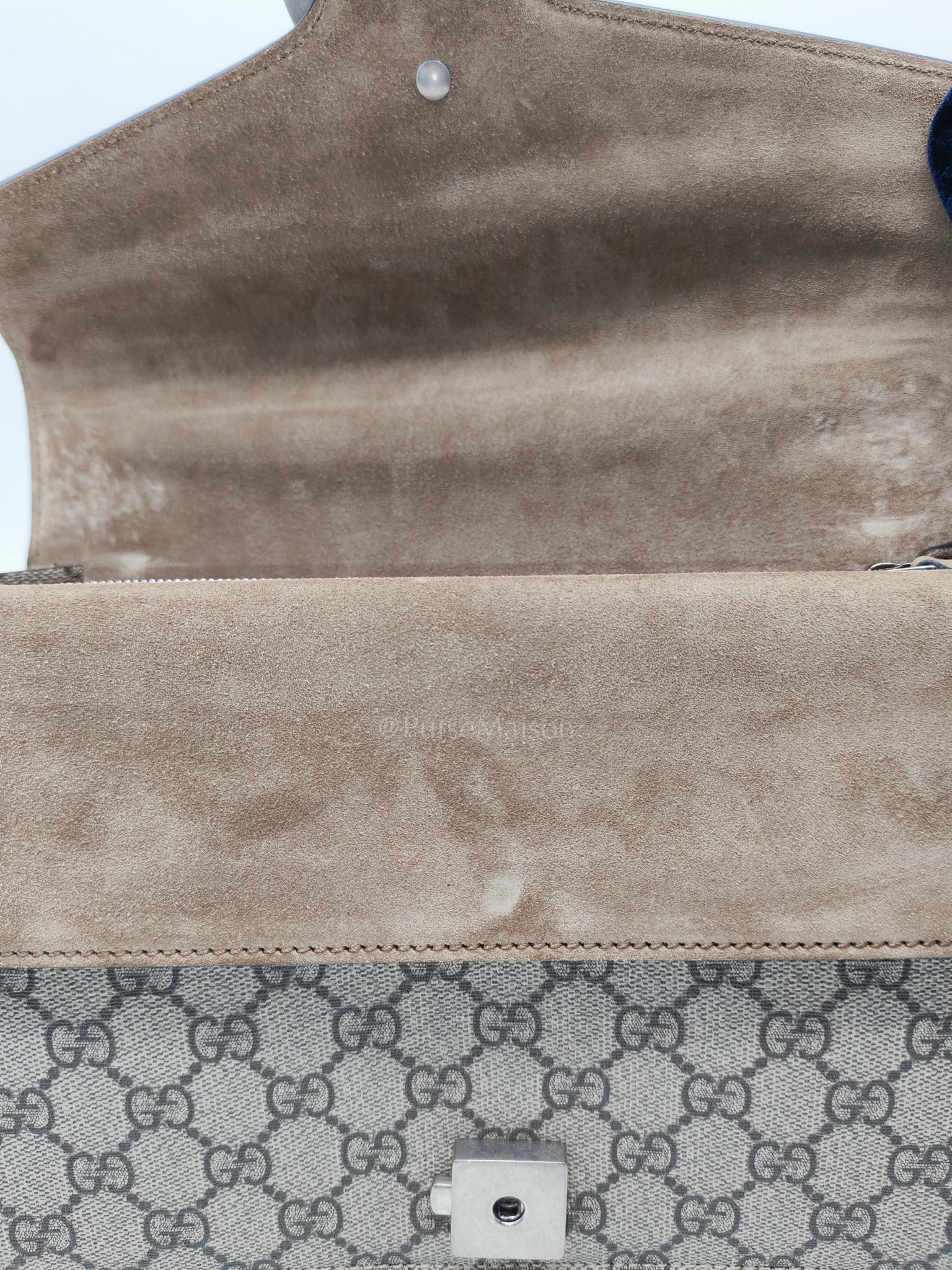 Dionysus Shoulder Bag in GG Supreme Canvas and Ruthenium Hardware