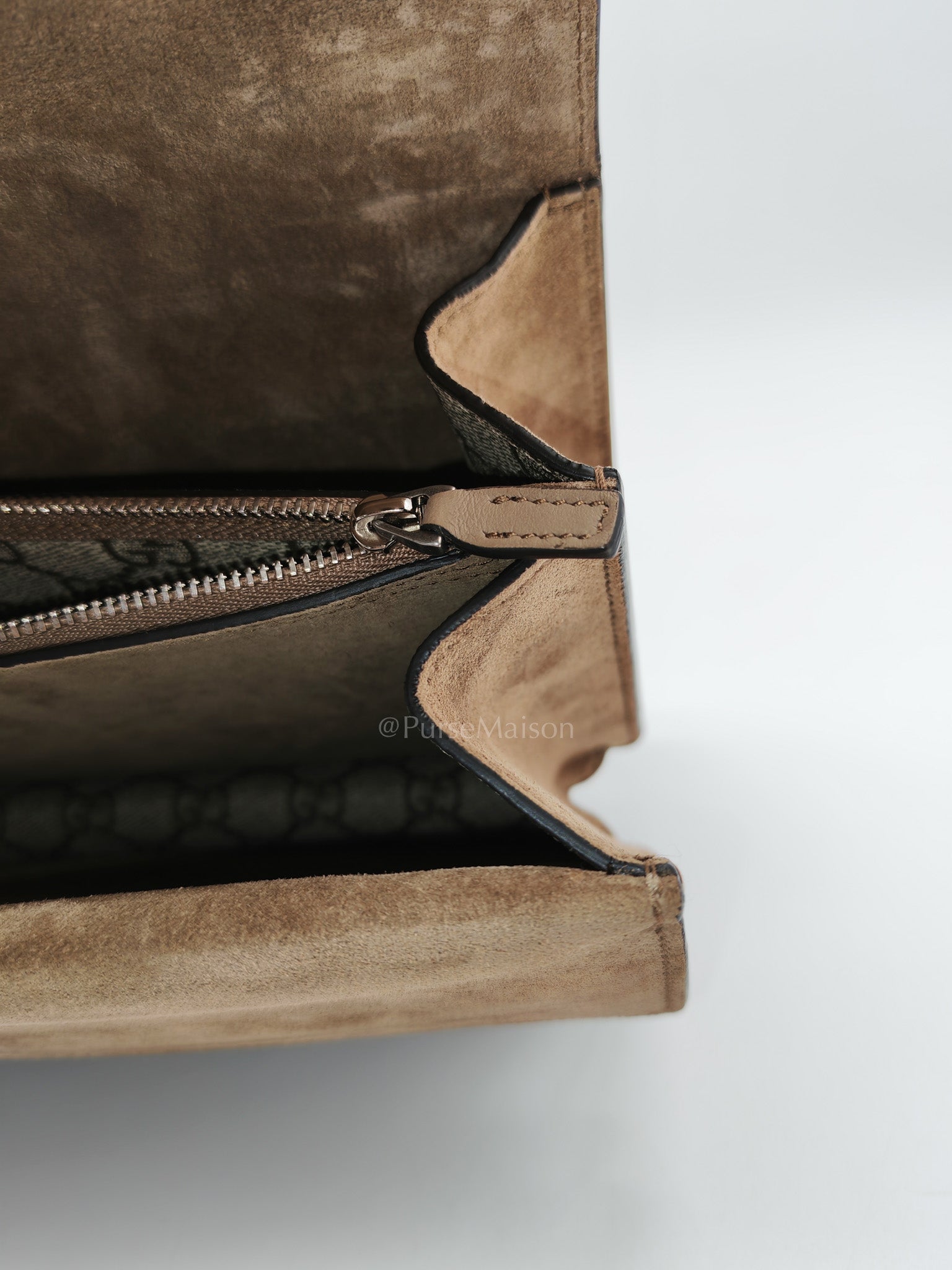 Dionysus Shoulder Bag in GG Supreme Canvas and Ruthenium Hardware