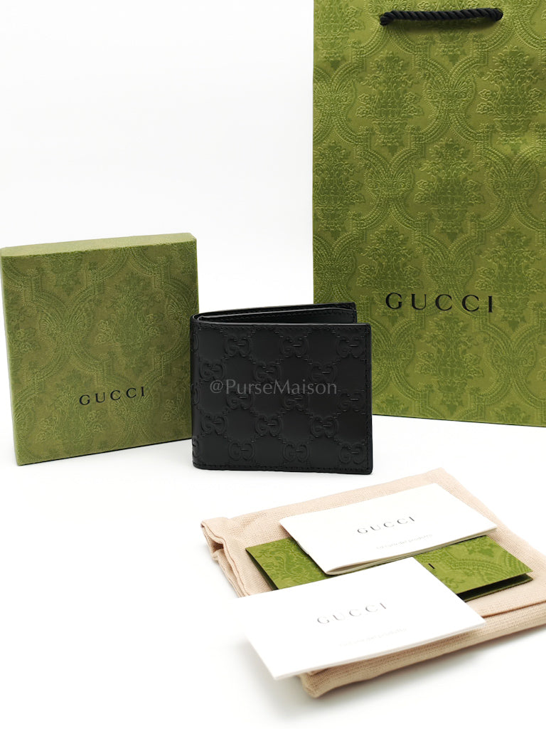 Guccissima Black Signature Calfskin Leather Bifold Wallet | Purse Maison Luxury Bags Shop