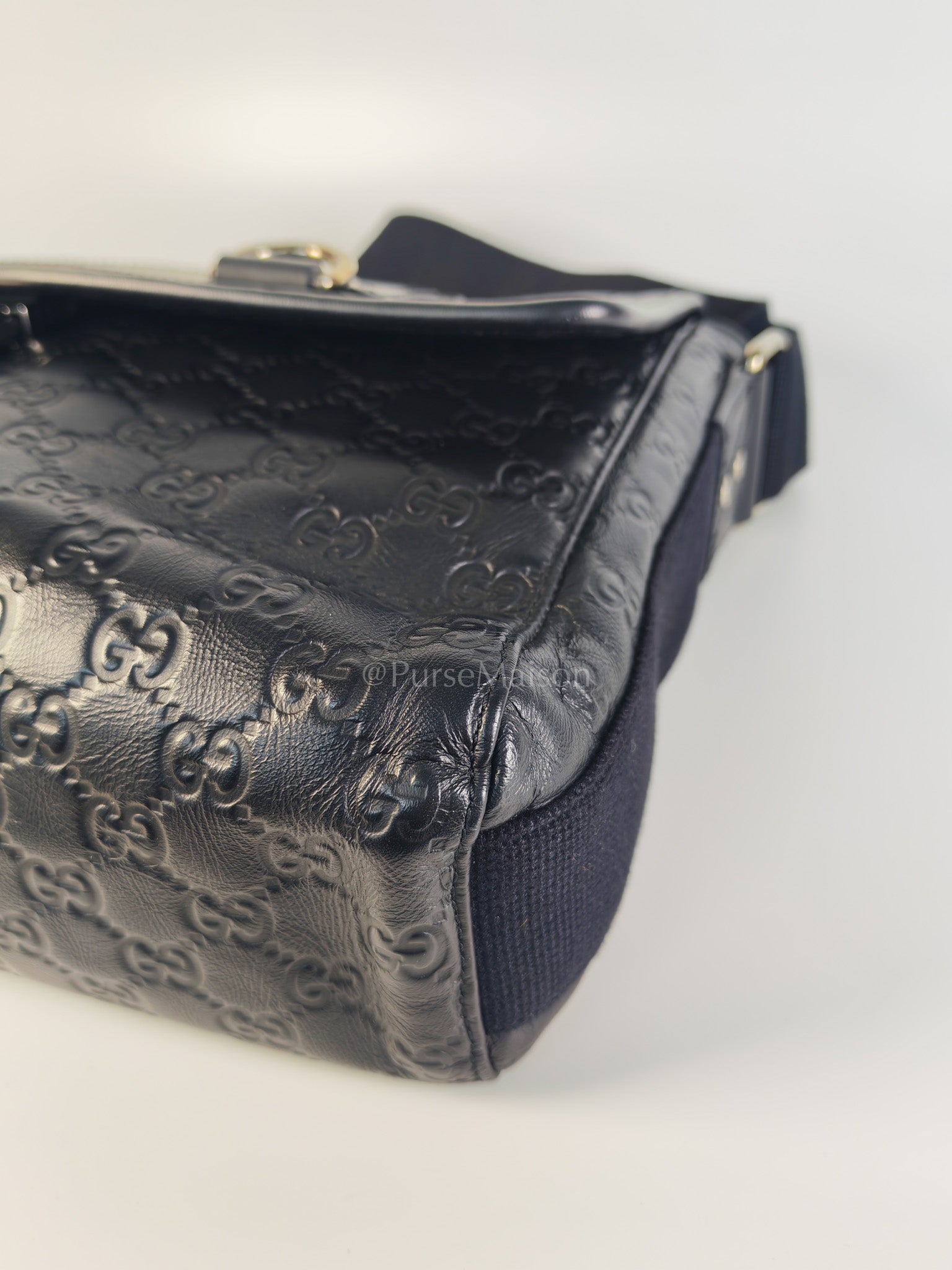 Guccissima Soft Rubber Black Large Messenger Bag | Purse Maison Luxury Bags Shop