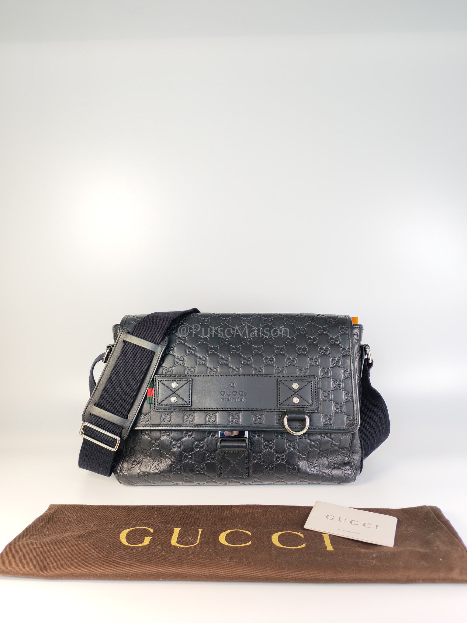 Guccissima Soft Rubber Black Large Messenger Bag | Purse Maison Luxury Bags Shop