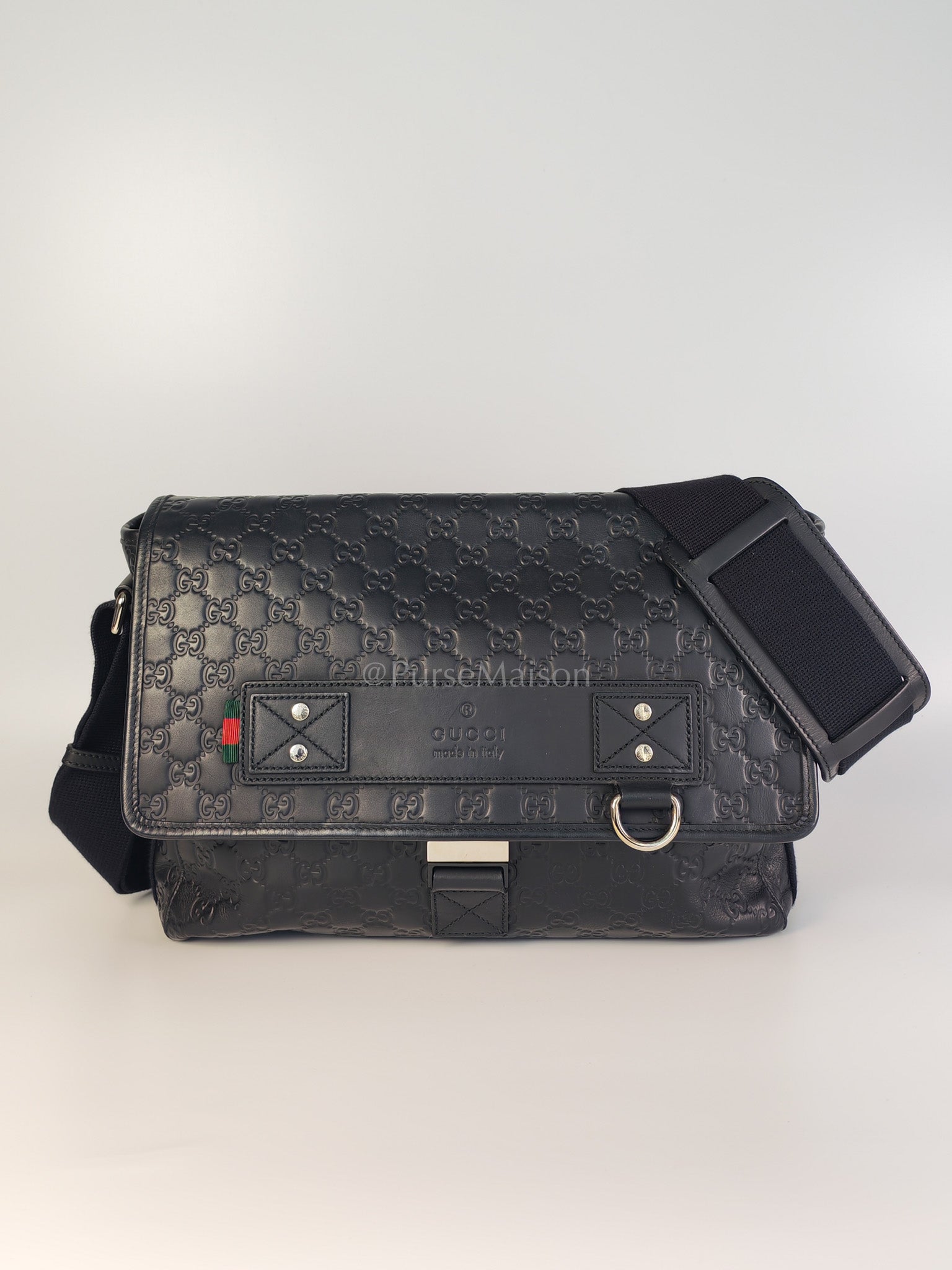 Guccissima Soft Rubber Black Large Messenger Bag | Purse Maison Luxury Bags Shop